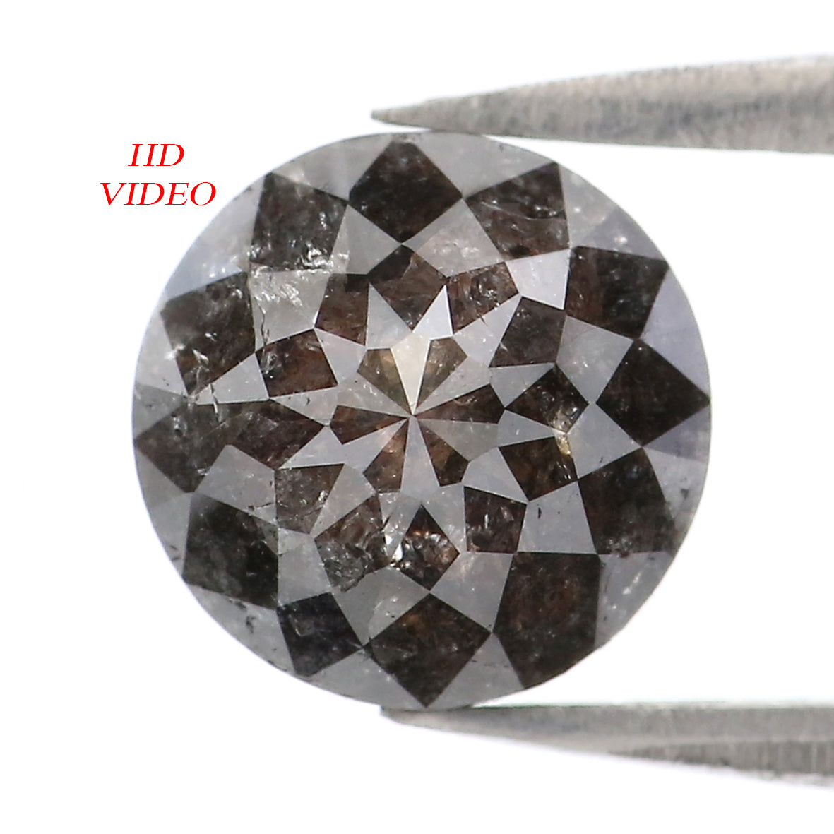 2.24 CT Natural Loose Round Rose Cut Diamond Salt And Pepper Round Shape Diamond 7.70 MM Natural Black Grey Round Rose Cut Diamond LQ039