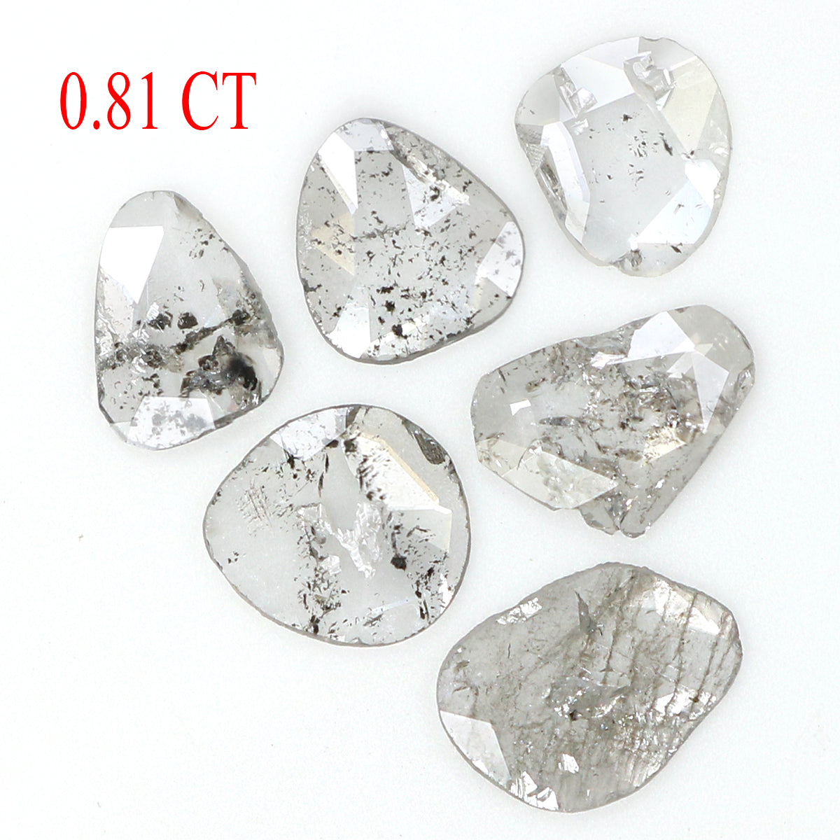 0.81 Ct Natural Loose Slice Shape Diamond Salt And Pepper Slice Diamond 4.50 MM Natural Loose Black Grey Color Irregular Cut Diamond KQ2427