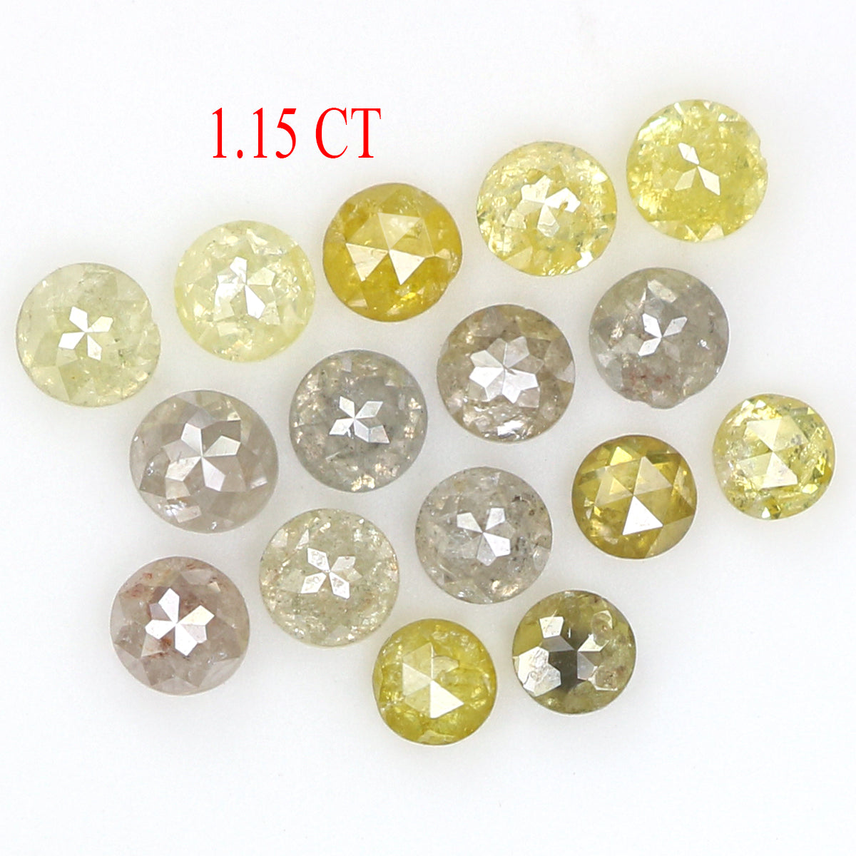 Natural Loose Rose Cut Diamond Yellow Grey Color 1.15 CT 2.40 MM Rose Cut Shape Diamond KR2437