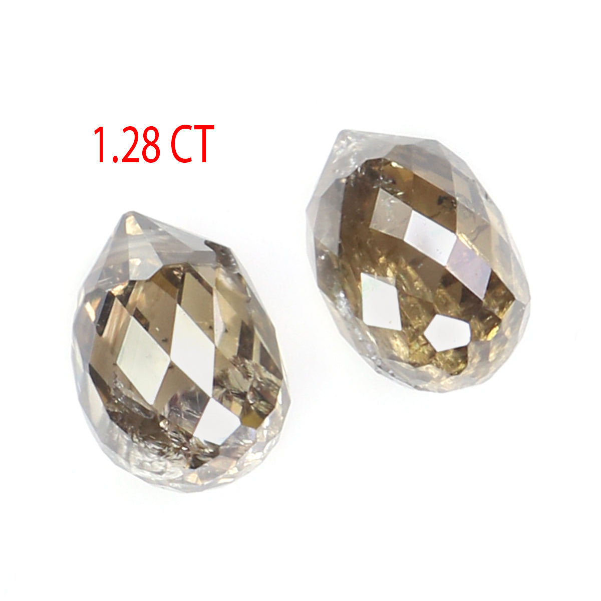 1.28 Ct Natural Loose Briolette Shape Diamond Brown Color Drop Cut Diamond 5.25 MM Natural Brown Diamond Briolette Rose Cut Diamond LQ148