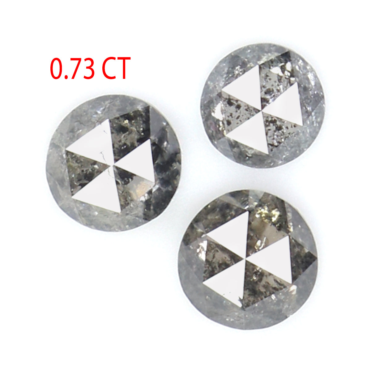 Natural Loose Rose Cut Salt And Pepper Diamond Black Grey Color 0.73 CT 3.50 MM Round Rose Cut Shape Diamond KR2033