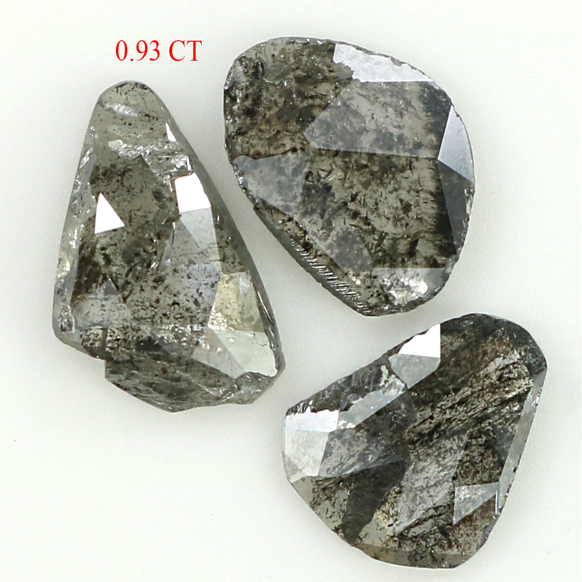 0.93 Ct Natural Loose Slice Shape Diamond Salt And Pepper Slice Cut Diamond 5.65 MM Natural Black Grey Diamond Irregular Cut Diamond LQ1480