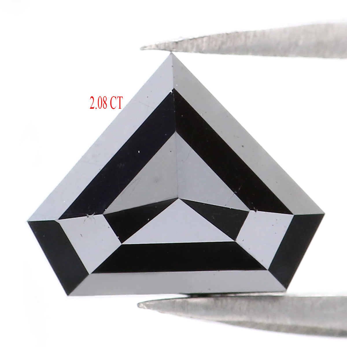 2.08 CT Natural Loose Shield Shape Diamond Black Color Shield Rose Cut Diamond 7.55 MM Natural Loose Shield Shape Black Color Diamond LQ9188