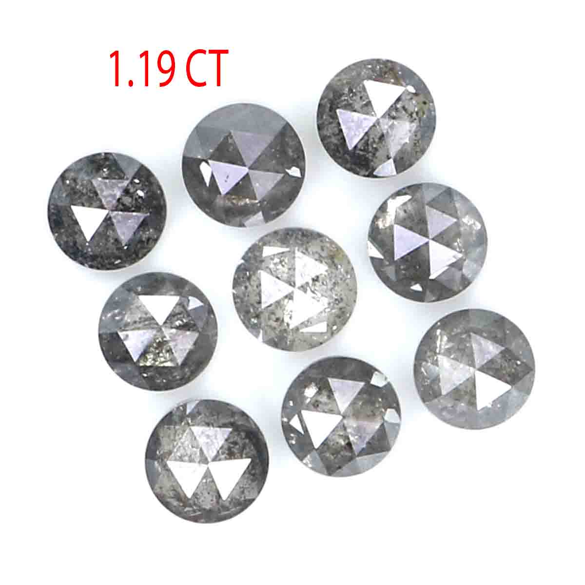 Natural Loose Rose Cut Salt And Pepper Black Grey Color Diamond 1.19 CT 3.12 MM Rose Cut Shape Diamond KDL2404