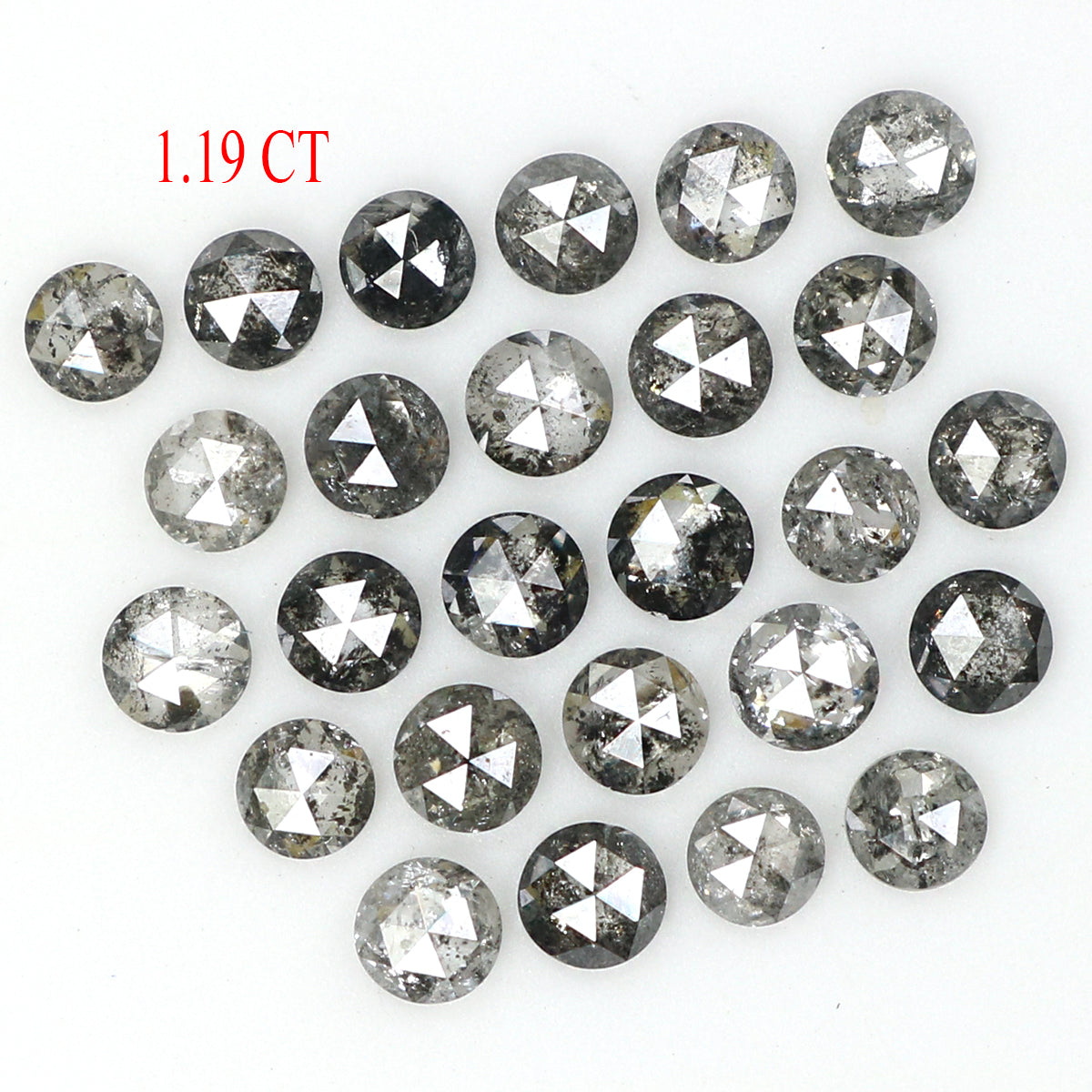 Natural Loose Rose Cut Salt And Pepper Diamond Black Grey Color 1.19 CT 2.10 MM Rose Cut Shape Diamond KR2429