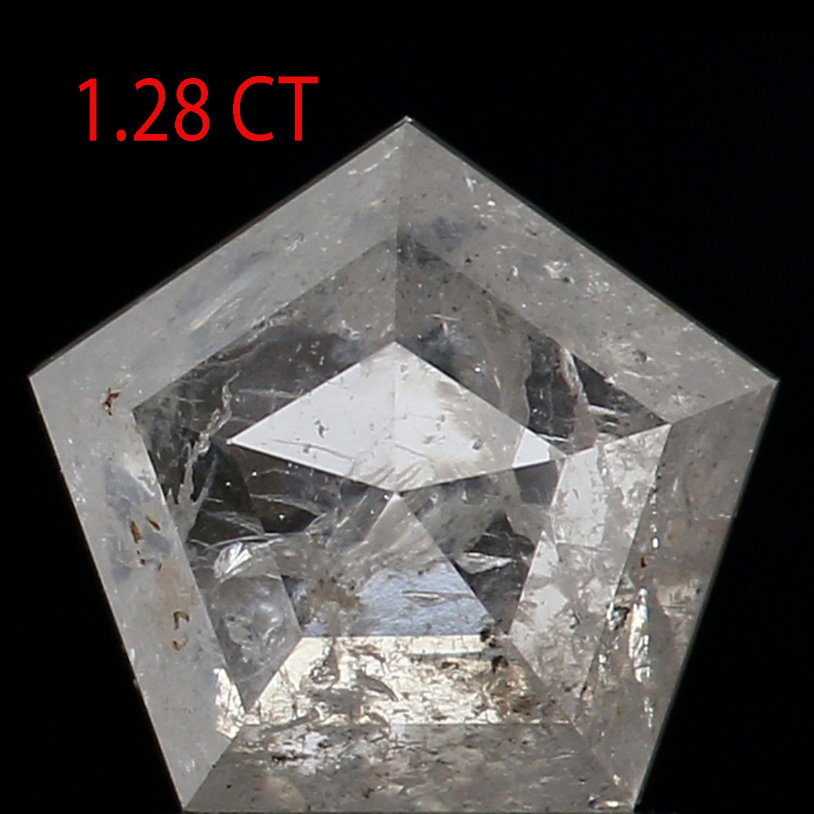 1.28 Ct Natural Loose Pentagon Shape Diamond Grey Color Pentagon Cut Diamond 6.75 MM Natural Grey Diamond Pentagon Rose Cut Diamond QL9877