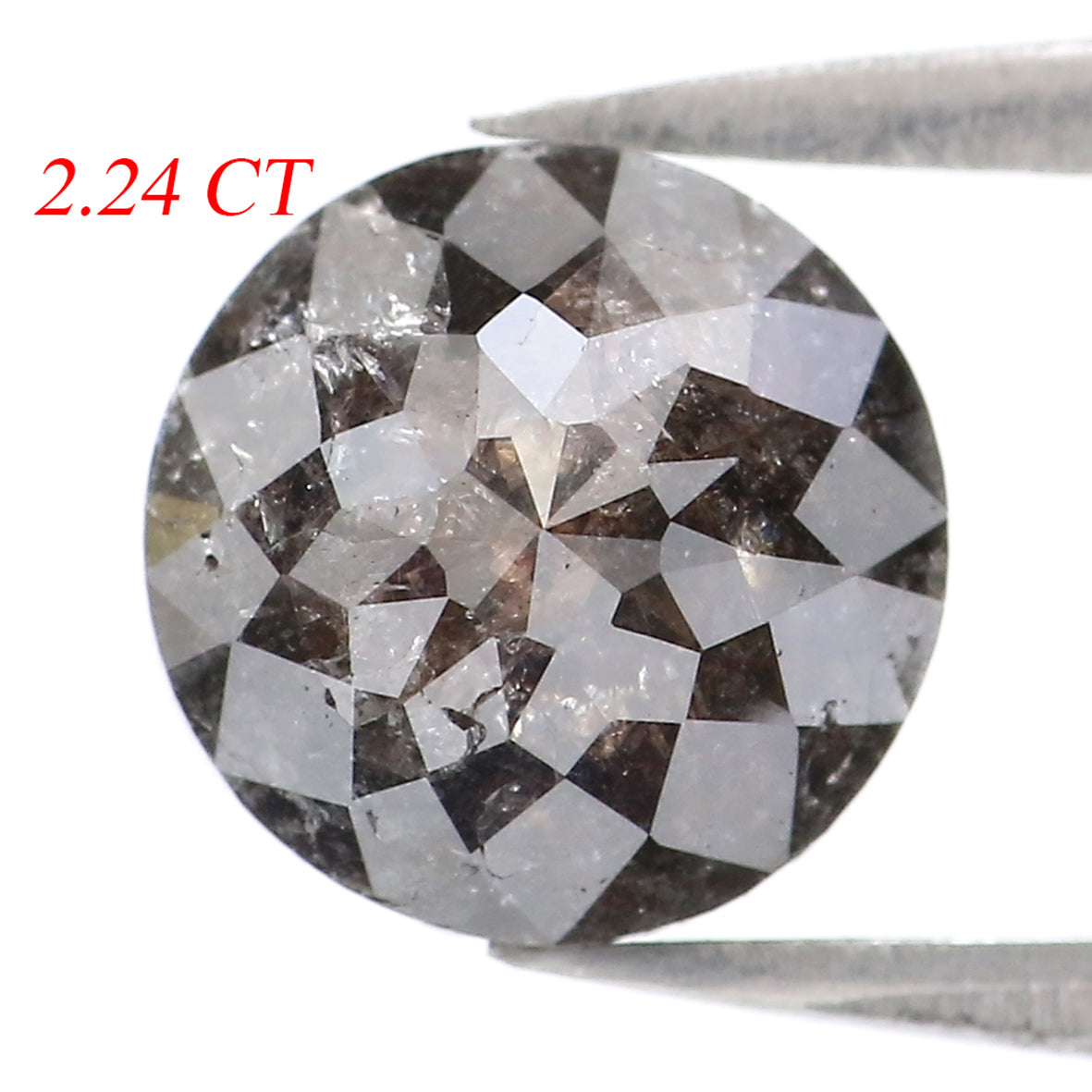 2.24 CT Natural Loose Round Rose Cut Diamond Salt And Pepper Round Shape Diamond 7.70 MM Natural Black Grey Round Rose Cut Diamond LQ039