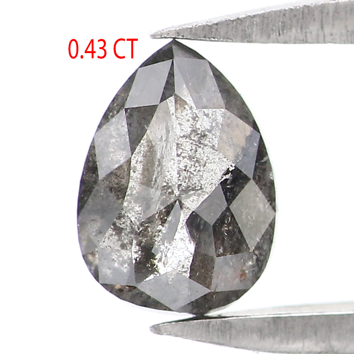 0.43 CT Natural Loose Pear Shape Diamond Salt And Pepper Pear Rose Cut Diamond 5.30 MM Natural Black Grey Color Pear Shape Diamond KQ2540