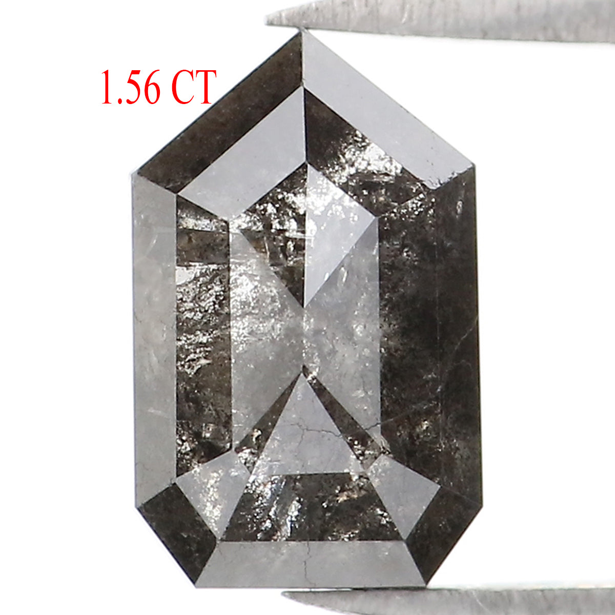 1.56 CT Natural Loose Shield Diamond Black Grey Color Diamond 8.35 MM Natural Loose Diamond Salt And Pepper Shield Rose Cut Diamond LQ1414