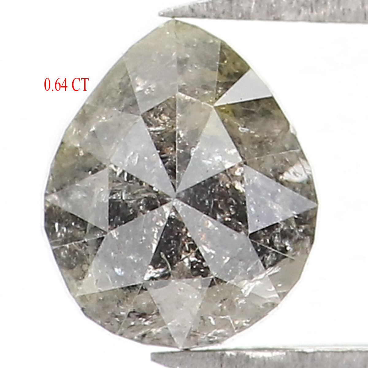 0.64 CT Natural Loose Pear Shape Diamond Salt And Pepper Pear Cut Diamond 5.45 MM Natural Black Grey Color Pear Rose Cut Diamond KQ2409