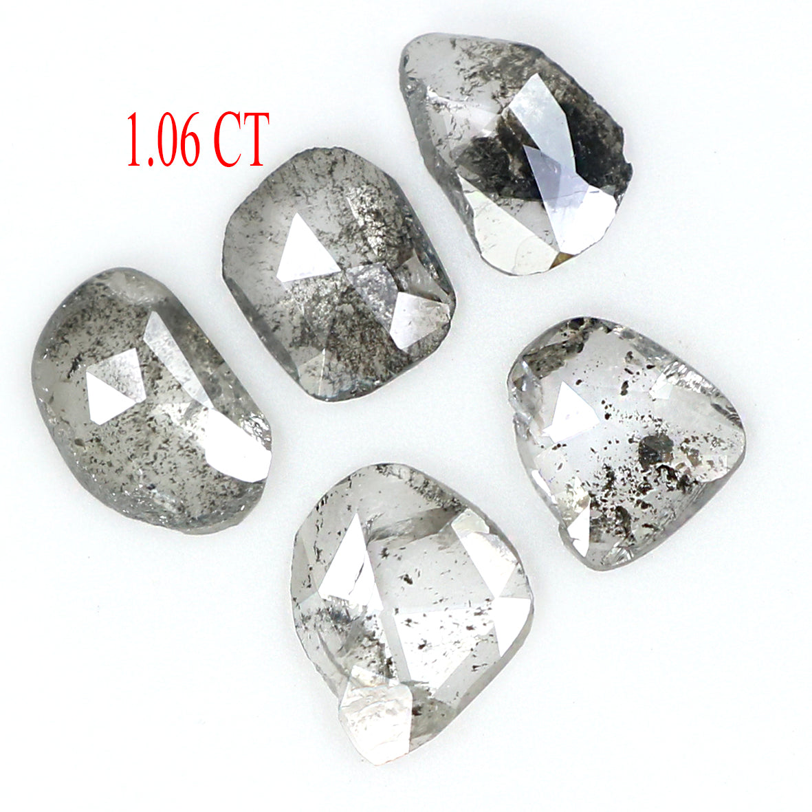 1.06 Ct Natural Loose Slice Shape Diamond Salt And Pepper Slice Cut Diamond 4.40 MM Natural Black Grey Diamond Irregular Cut Diamond LQ1514