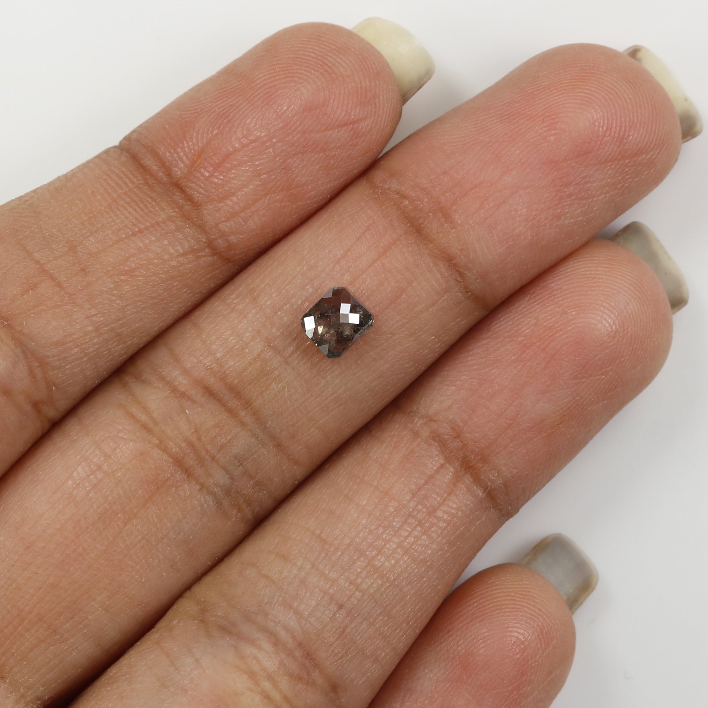 0.61 CT Natural Loose Square Shape Diamond Salt And Pepper Square Diamond 4.65 MM Natural Black Grey Color Square Rose Cut Diamond LQ1747