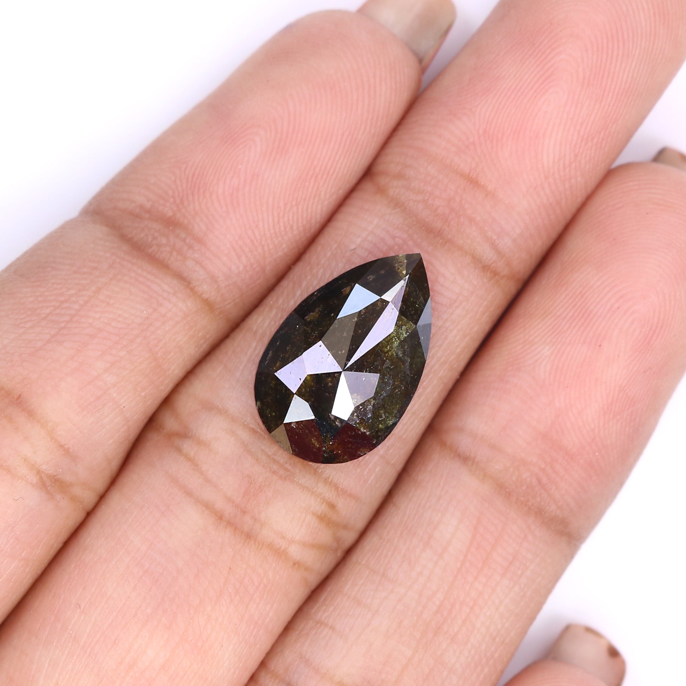 4.00 CT Natural Loose Pear Shape Diamond Black Brown Color Pear Rose Cut Diamond 15.00 MM Natural Loose Black Brown Pear Cut Diamond QL2183