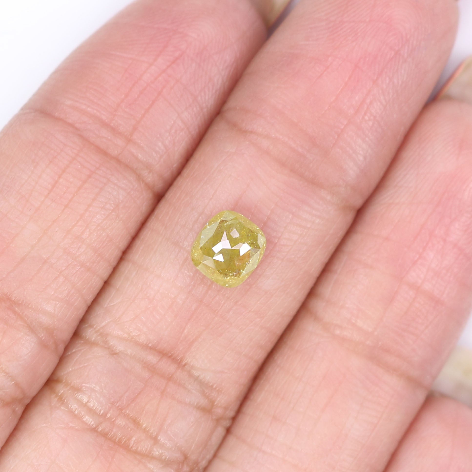 0.85 CT Natural Loose Cushion Shape Diamond Yellow Color Cushion Cut Diamond 5.65 MM Natural Yellow Color Cushion Rose Cut Diamond LQ8204