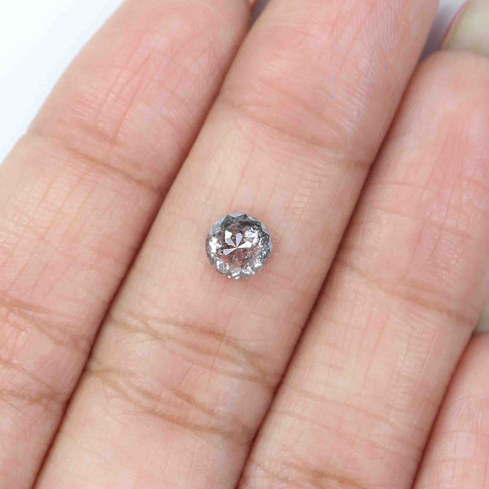 0.78 CT Natural Loose Round Rose Cut Diamond Salt And Pepper Round Shape Diamond 5.55 MM Natural Black Grey Round Rose Cut Diamond LQ2394