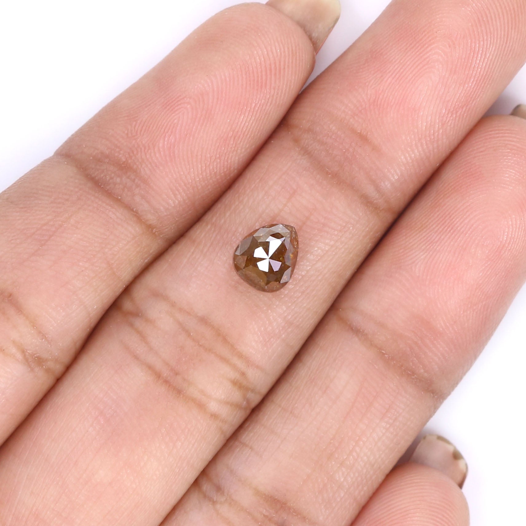 1.08 CT Natural Loose Pear Shape Diamond Brown Color Pear Cut Diamond 6.30 MM Natural Loose Brown Color Diamond Pear Rose Cut Diamond KQ2505