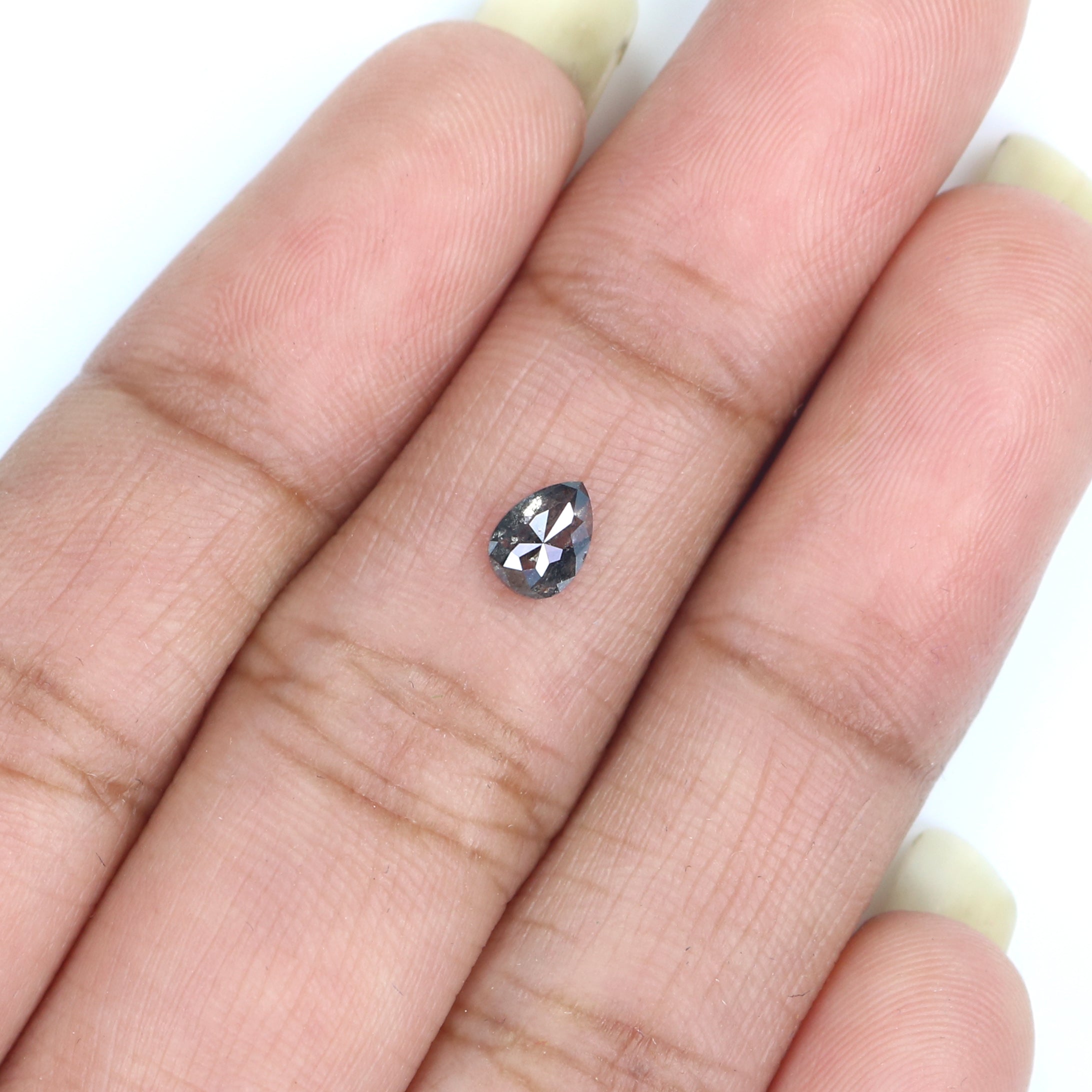 0.43 CT Natural Loose Pear Shape Diamond Salt And Pepper Pear Rose Cut Diamond 5.30 MM Natural Black Grey Color Pear Shape Diamond KQ2540