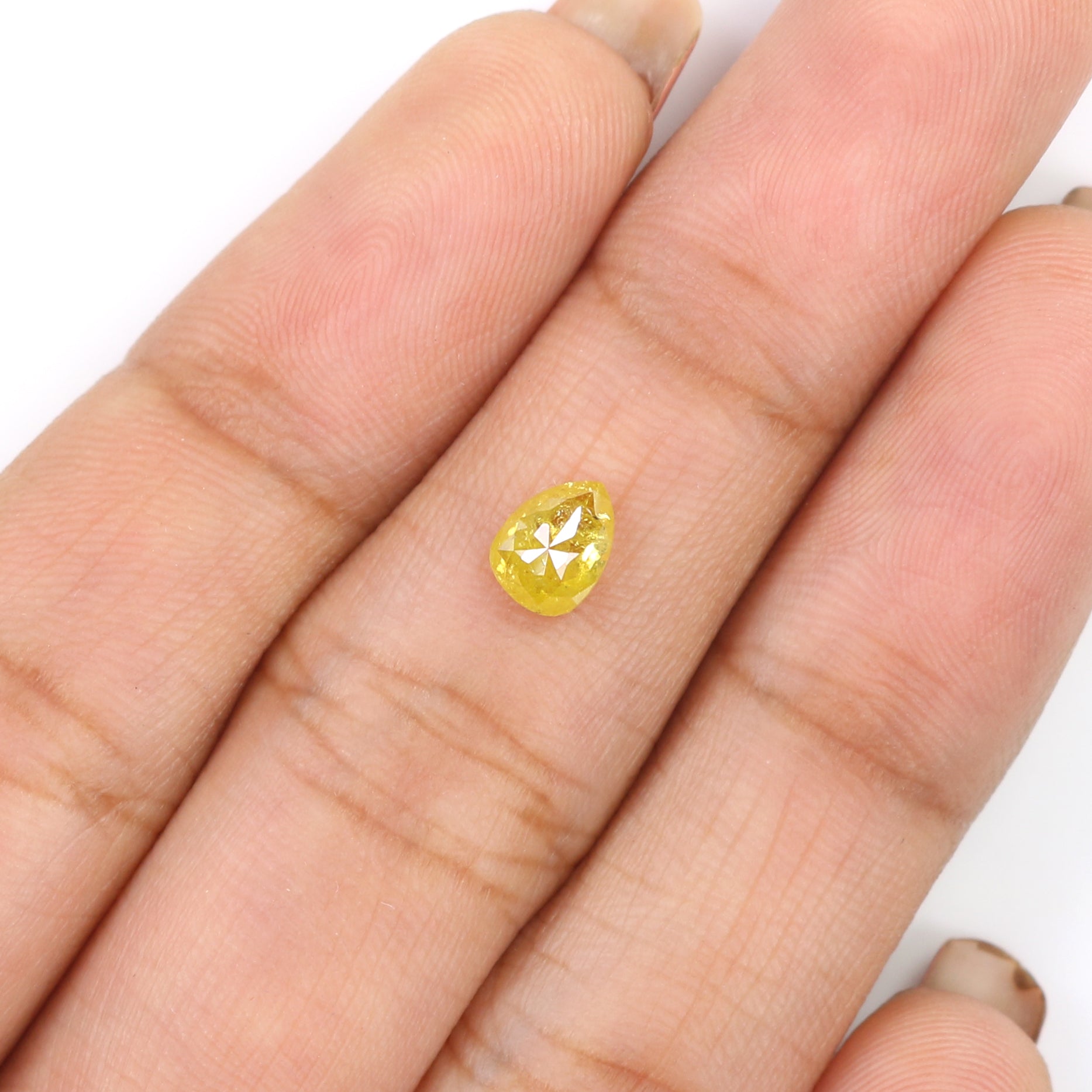 0.57 CT Natural Loose Pear Shape Diamond Yellow Color Pear Cut Diamond 5.90 MM Natural Loose Yellow Color Pear Rose Cut Diamond KQ2500