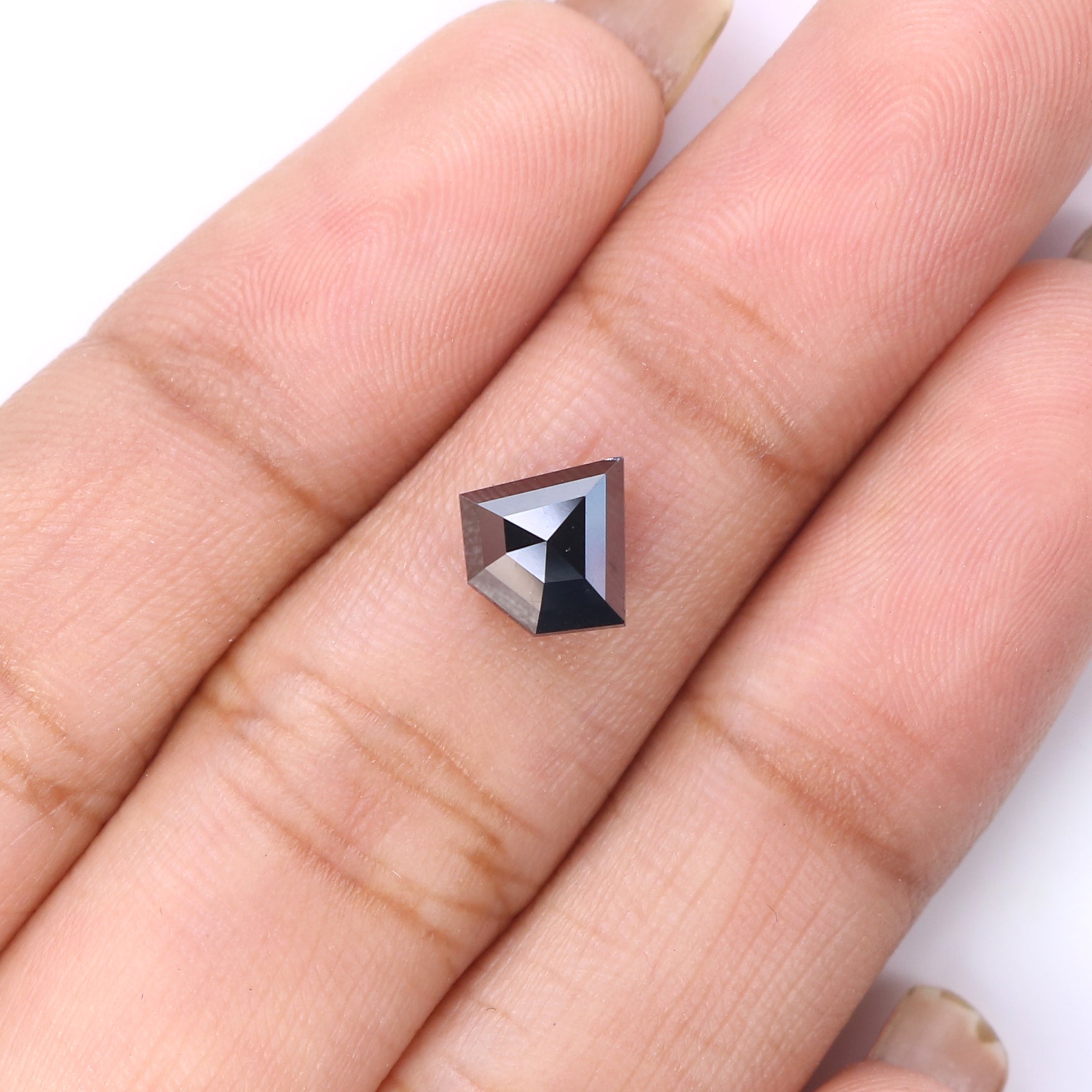 1.40 CT Natural Loose Shield Shape Diamond Black Color Shield Cut Diamond 7.40 MM Natural Black Color Diamond Shield Rose Cut Diamond LQ9698