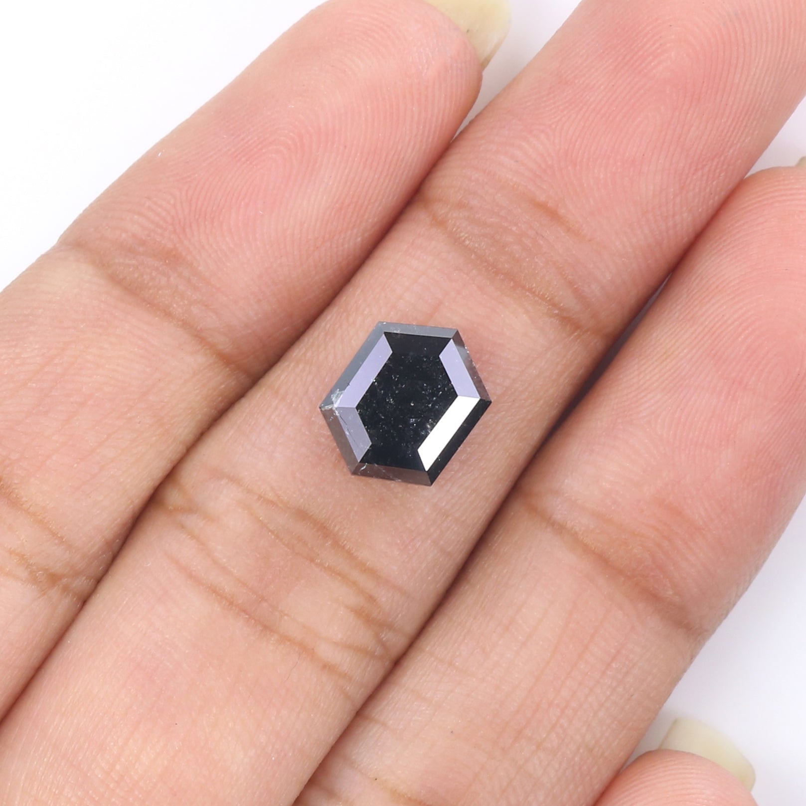 1.97 CT Natural Loose Hexagon Shape Diamond Black Color Hexagon Cut Diamond 9.25 MM Natural Black Color Hexagon Rose Cut Diamond LQ9328