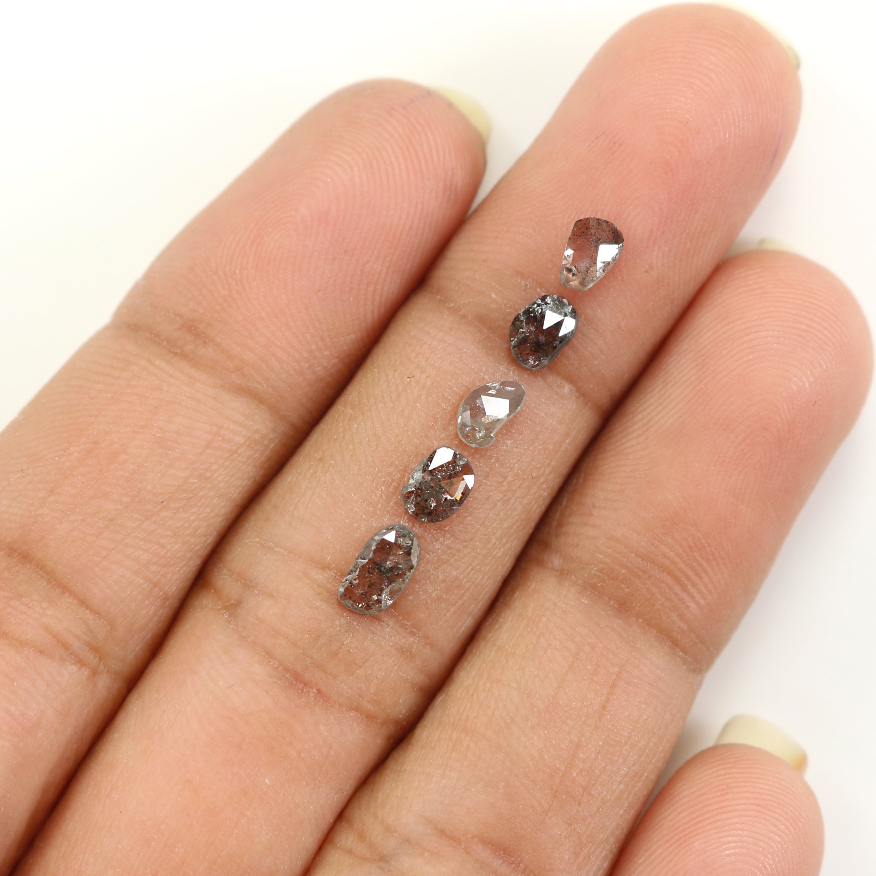 1.00 Ct Natural Loose Slice Shape Diamond Salt And Pepper Slice Diamond 4.45 MM Natural Black Grey Color Slice Irregular Cut Diamond LQ1497