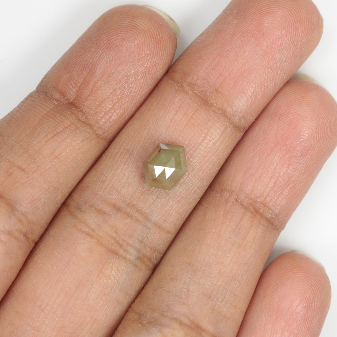 1.64 CT Natural Loose Hexagon Shape Diamond Grey Color Hexagon Cut Diamond 7.80 MM Natural Loose Green Color Hexagon Rose Cut Diamond LQ7812