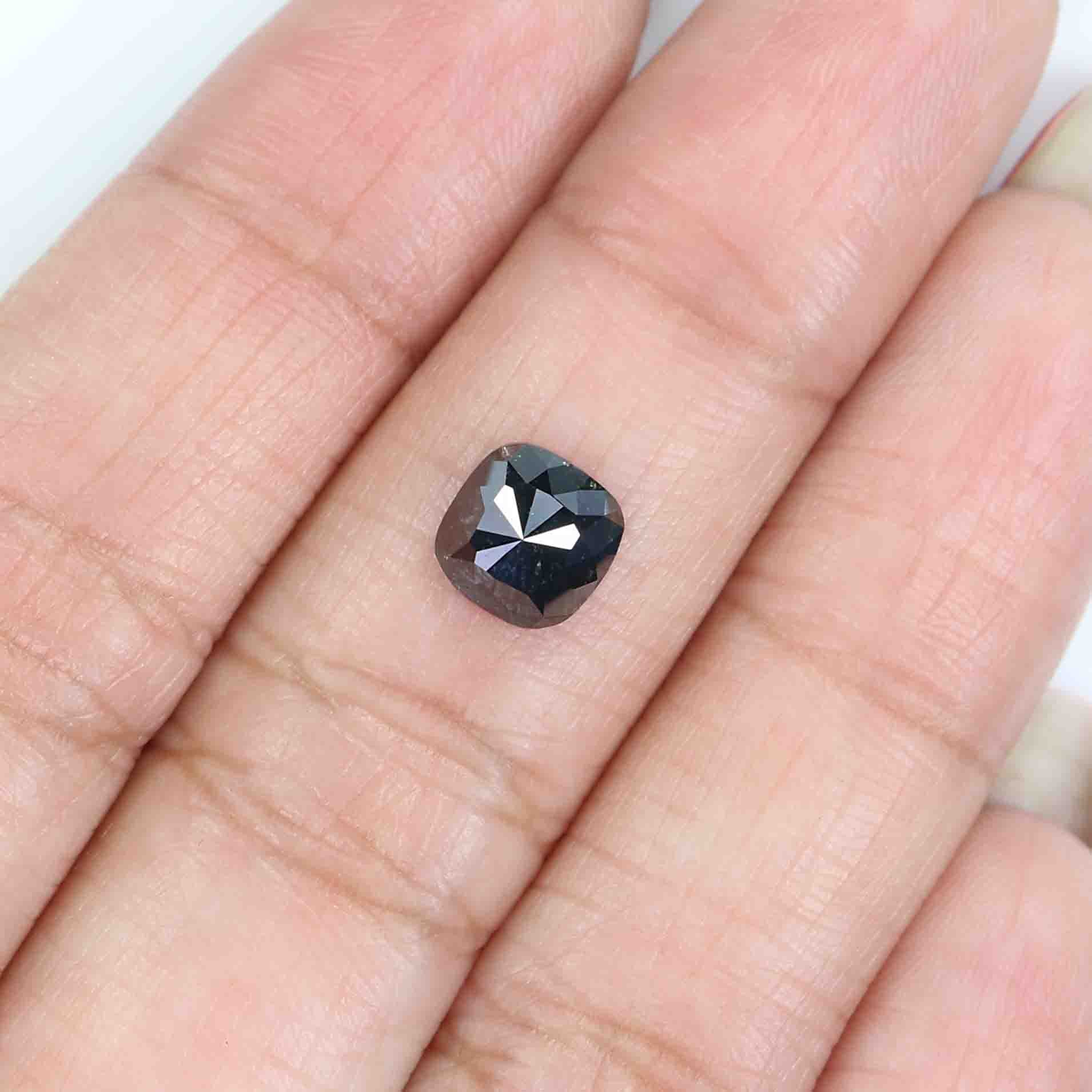 1.31 CT Natural Loose Cushion Shape Diamond Black Color Cushion Rose Cut Diamond 6.80 MM Natural Cushion Shape Black Color Diamond LQ7640