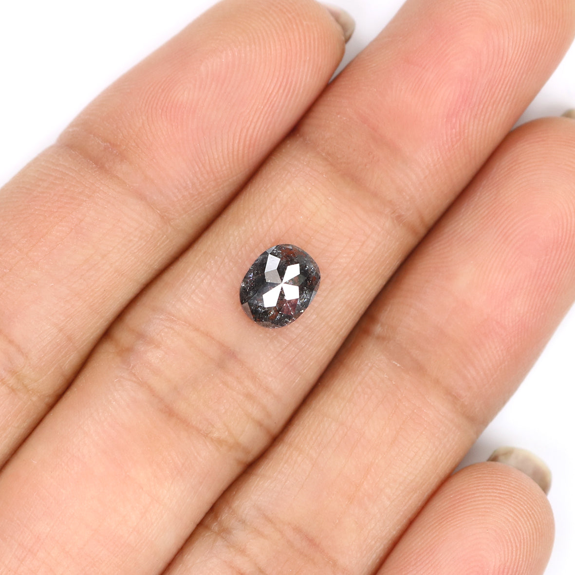 1.04 Ct Natural Loose Oval Shape Diamond Salt And Pepper Oval Diamond 6.85 MM Natural Diamond Black Grey Color Oval Rose Cut Diamond LQ2015