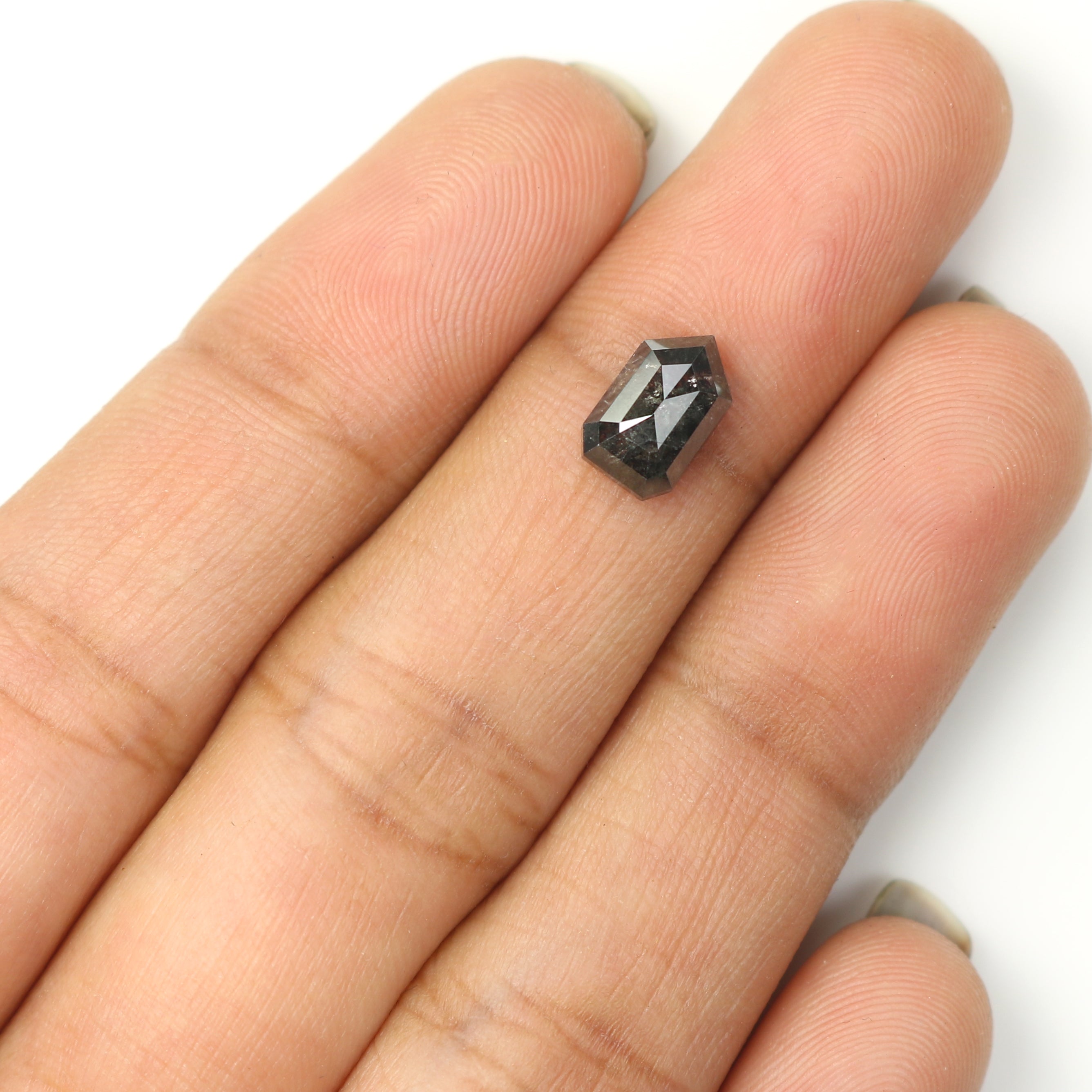 1.56 CT Natural Loose Shield Diamond Black Grey Color Diamond 8.35 MM Natural Loose Diamond Salt And Pepper Shield Rose Cut Diamond LQ1414