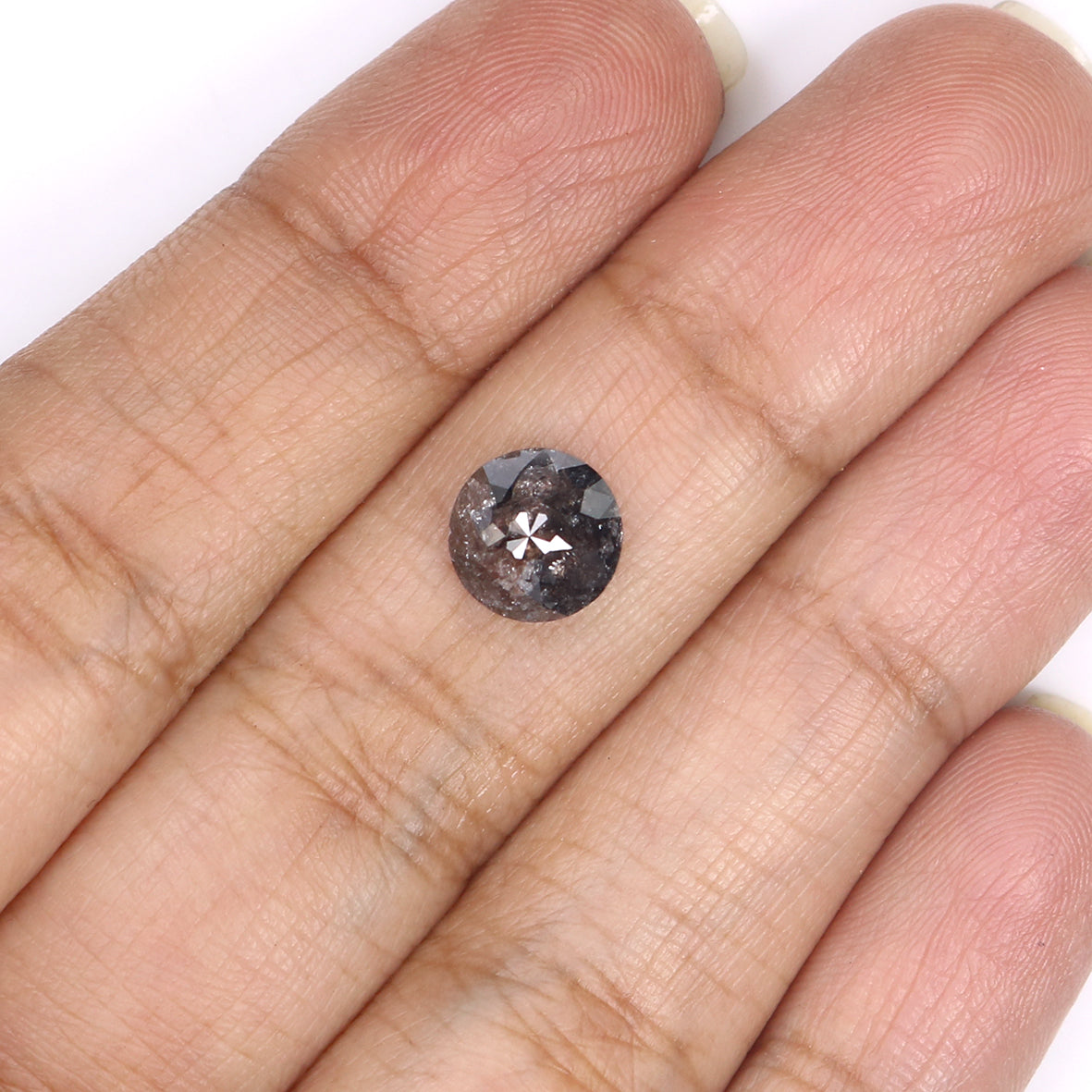 2.24 CT Natural Loose Round Rose Cut Diamond Salt And Pepper Round Shape Diamond 7.70 MM Natural Black Grey Round Rose Cut Diamond LQ039