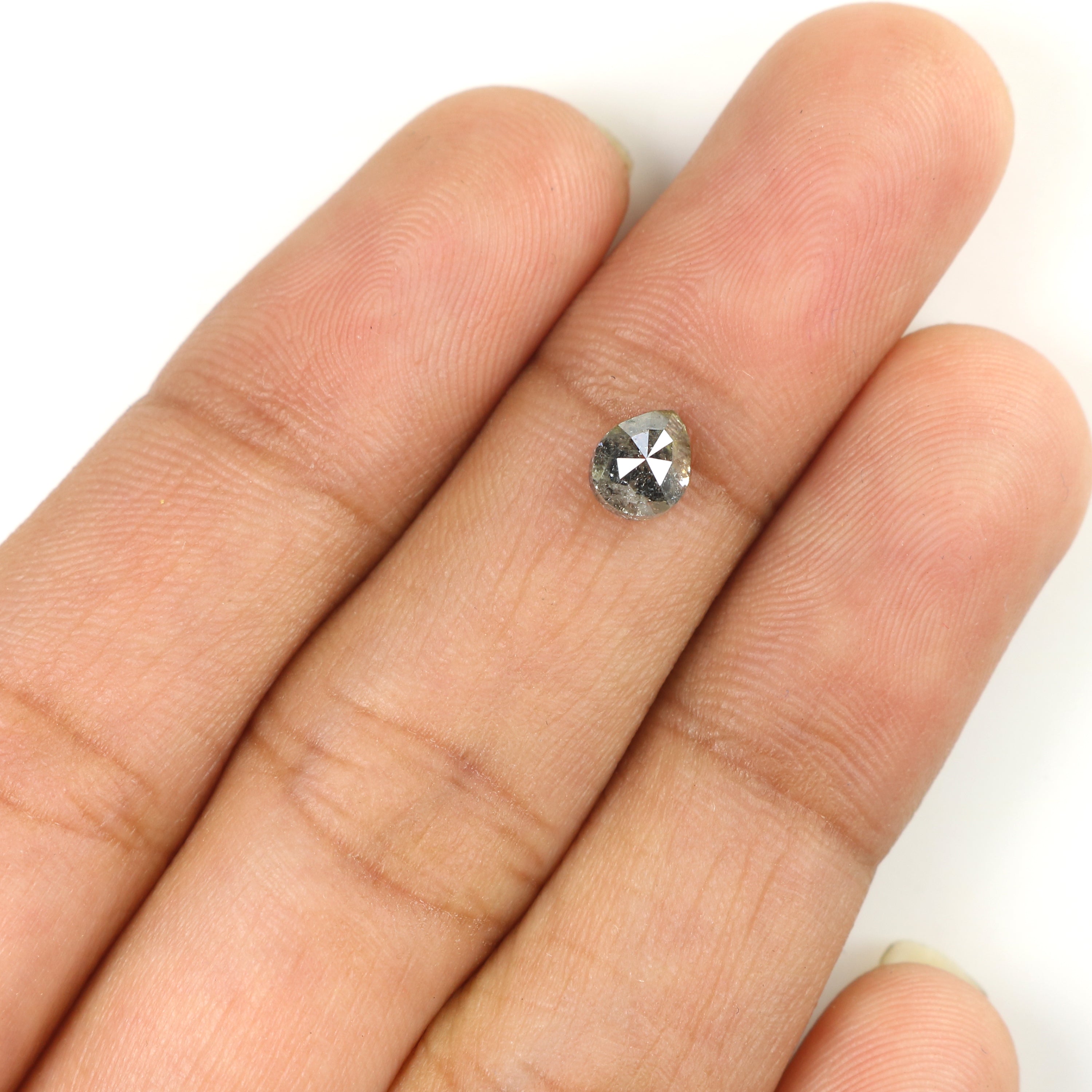 0.64 CT Natural Loose Pear Shape Diamond Salt And Pepper Pear Cut Diamond 5.45 MM Natural Black Grey Color Pear Rose Cut Diamond KQ2409