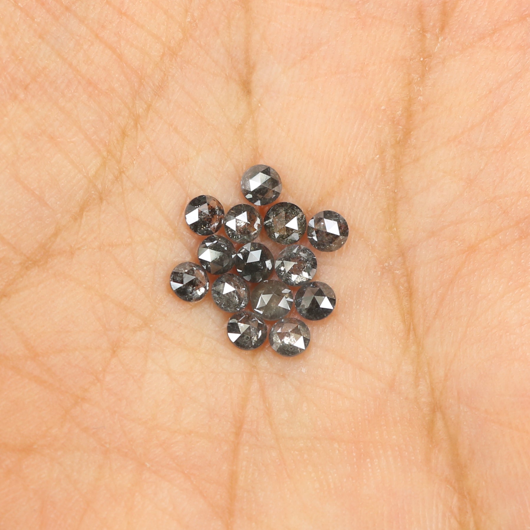 1.34 Ct Natural Loose Round Rose Cut Diamond Salt And Pepper Round Diamond 2.70 MM Natural Black Grey Color Round Rose Cut Diamond LQ1823