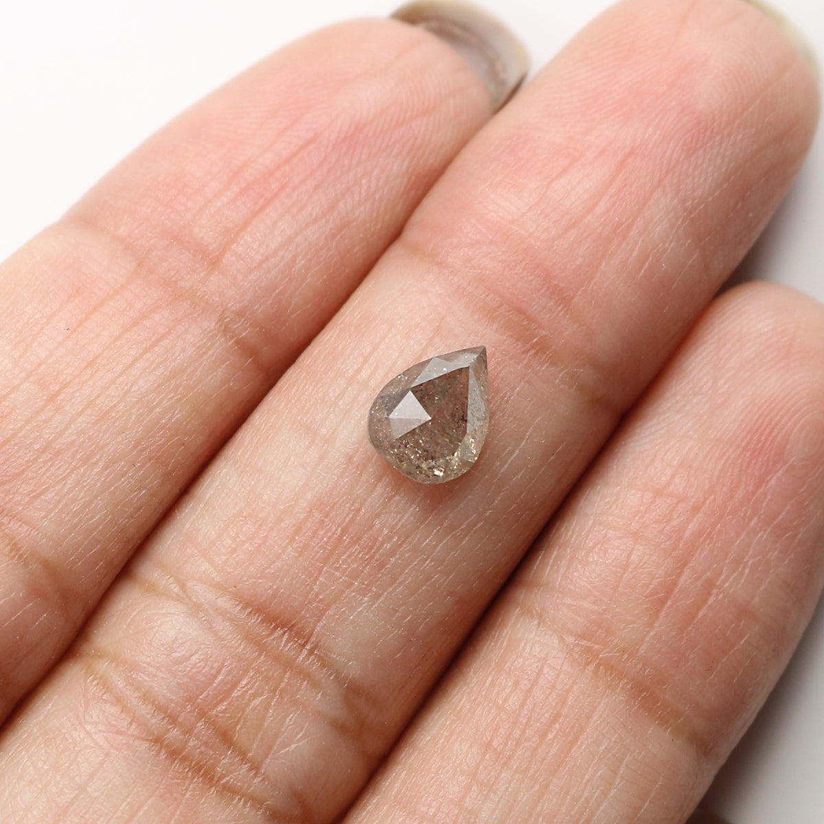 0.98 CT Natural Loose Pear Shape Diamond Salt And Pepper Pear Diamond 7.30 MM Natural Loose Diamond Grey Color Pear Rose Cut Diamond LQ7712