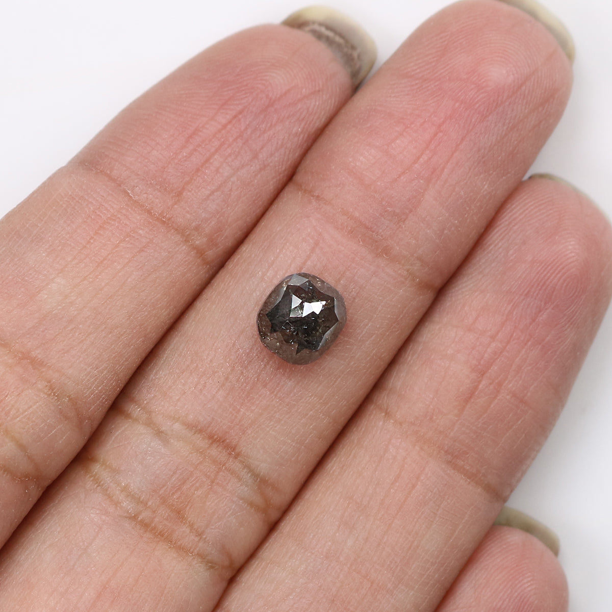 1.32 CT Natural Loose Cushion Shape Diamond Salt And Pepper Cushion Cut Diamond 6.40 MM Natural Black Grey Cushion Rose Cut Diamond LQ8793