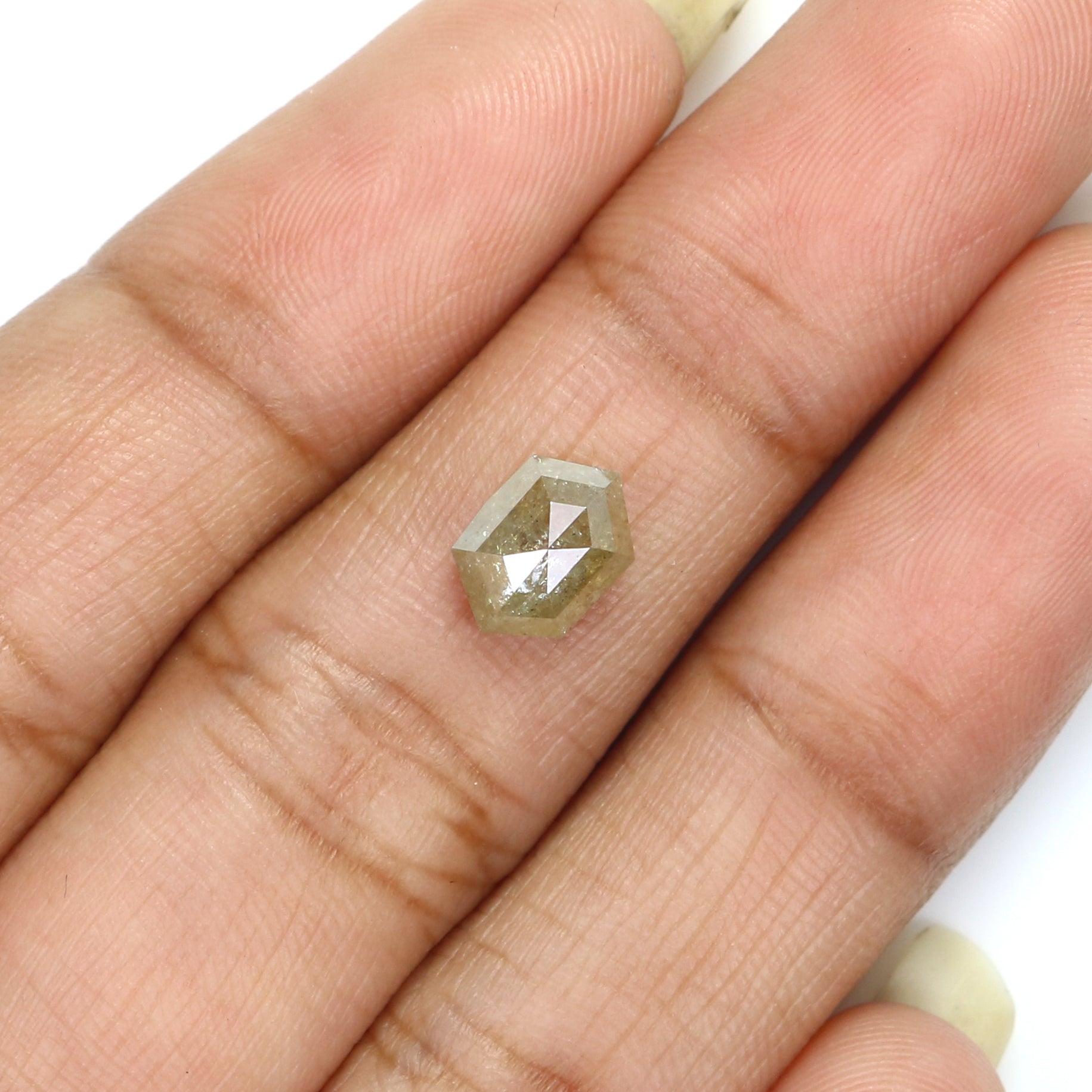 1.51 CT Natural Loose Hexagon Shape Diamond Yellow Color Hexagon Cut Diamond 7.80 MM Natural Grey Hexagon Color Rose Cut Diamond KQ1613