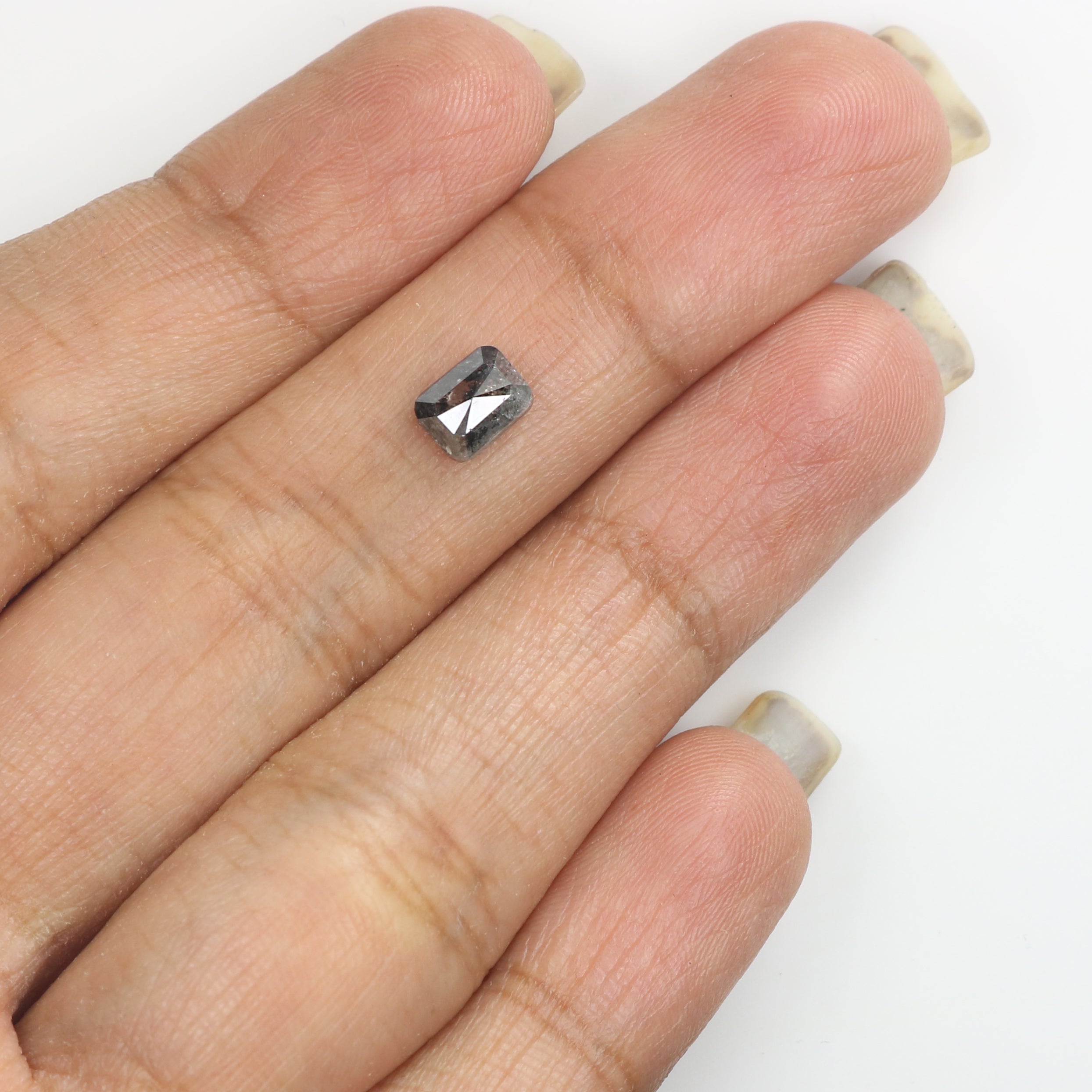 0.83 CT Natural Loose Emerald Shape Diamond Salt And Pepper Emerald Cut Diamond 5.75 MM Natural Black Grey Emerald Rose Cut Diamond LQ1760