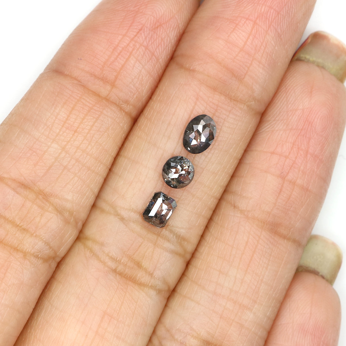 0.94 CT Natural Loose Mix Shape Diamond Salt And Pepper Mix Shape Diamond 4.10 MM Natural Black Grey Color Mix Shape Rose Cut Diamond LQ195