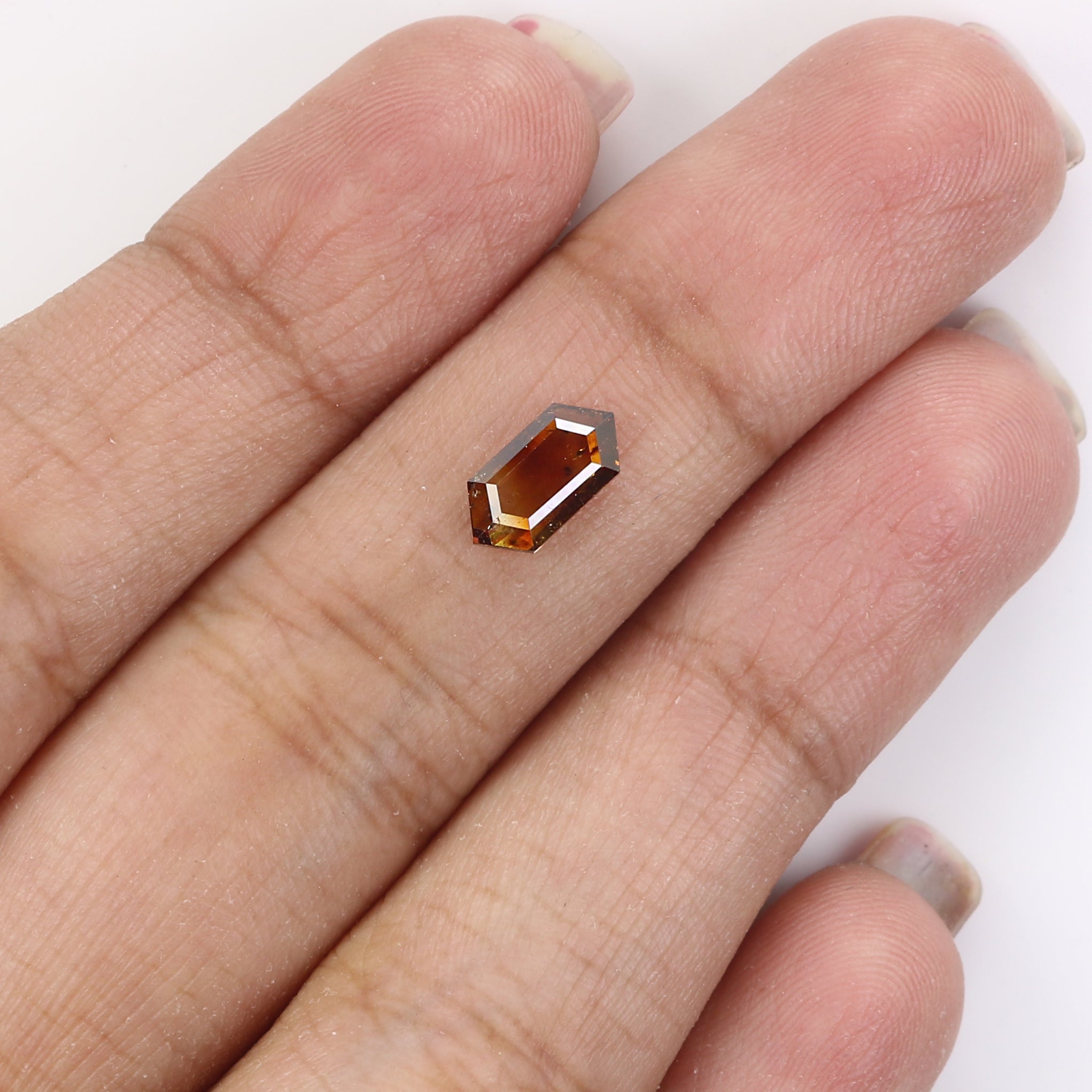 0.93 CT Natural Loose Hexagon Shape Diamond Brown Color Hexagon Shape Diamond 8.80 MM Natural Loose Brown Hexagon Rose Cut Diamond QL1657