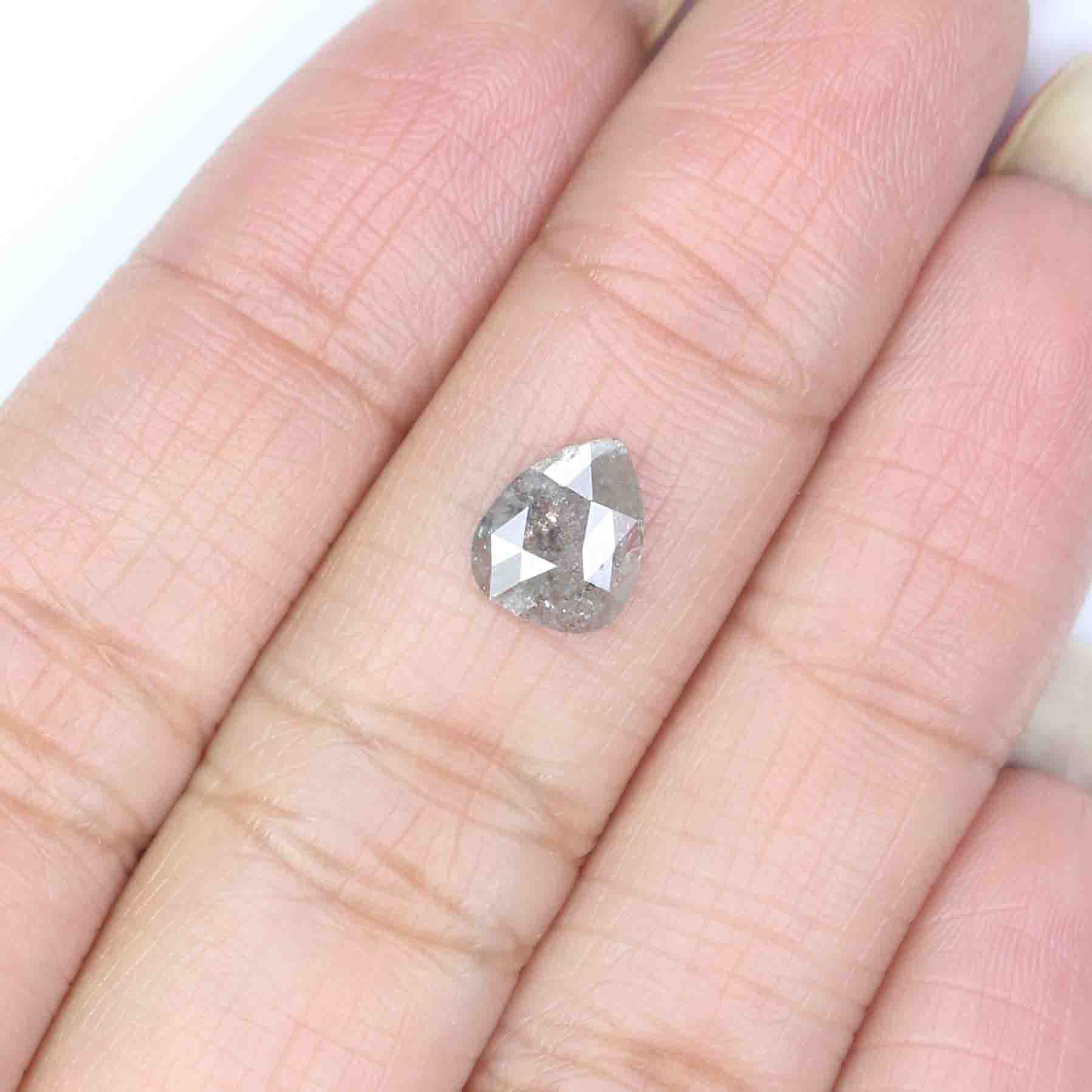 Natural Loose Pear Grey Color Diamond 0.85 CT 8.00 MM Pear Shape Rose Cut Diamond L6982