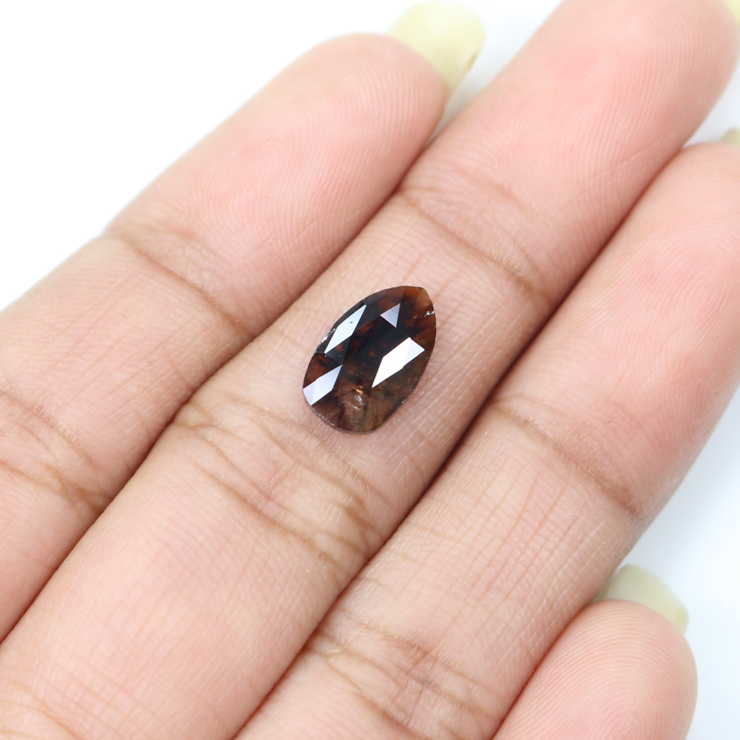 1.30 Ct Natural Loose Pear Shape Diamond Dark Brown Color Pear Cut Diamond 10.45 MM Natural Diamond Brown Color Pear Rose Cut Diamond KQ1241