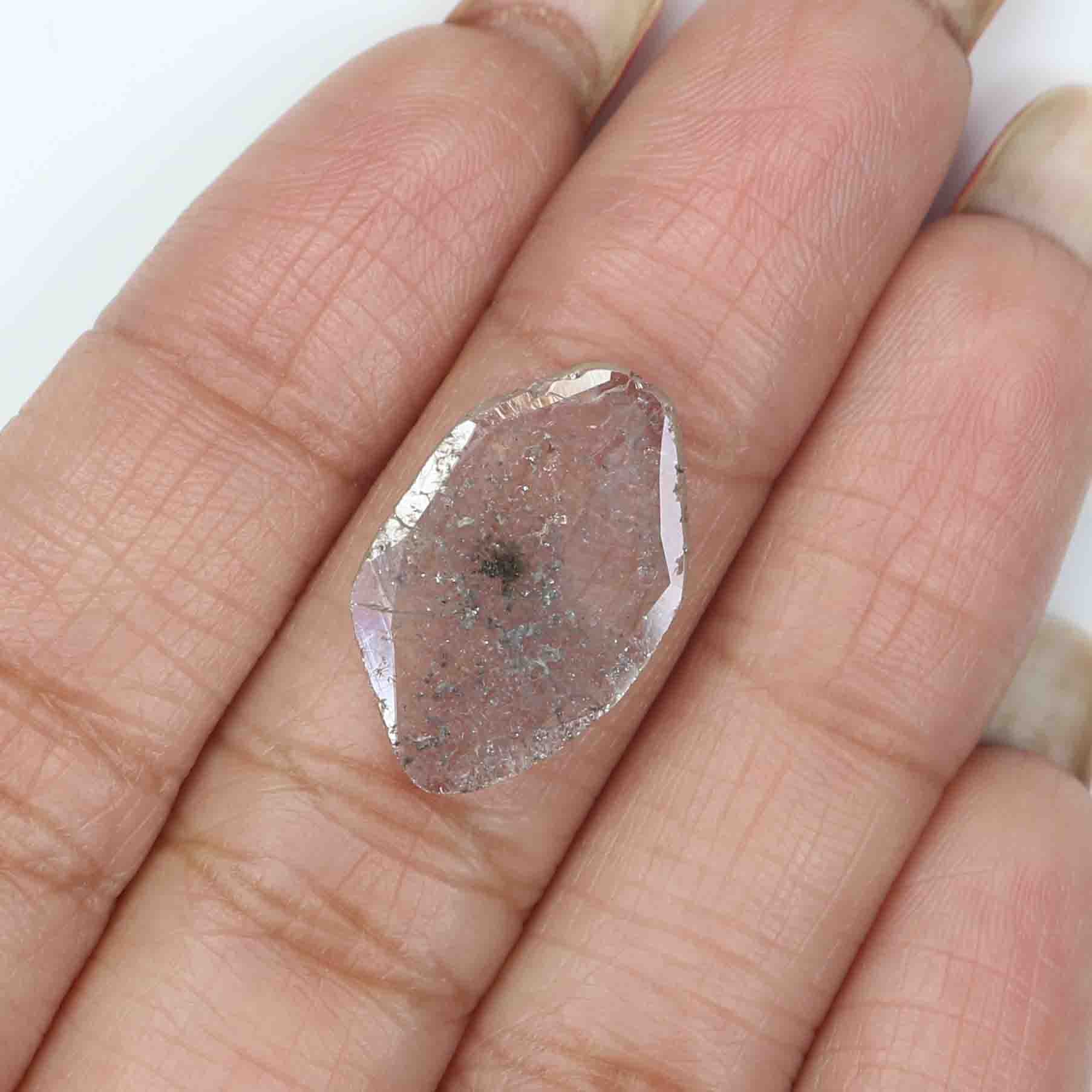 1.74 CT Natural Loose Slice Shape Diamond Salt And Pepper Slice Uncut Diamond 19.00 MM Black Grey Color Slice Irregular Cut Diamond LQ9771