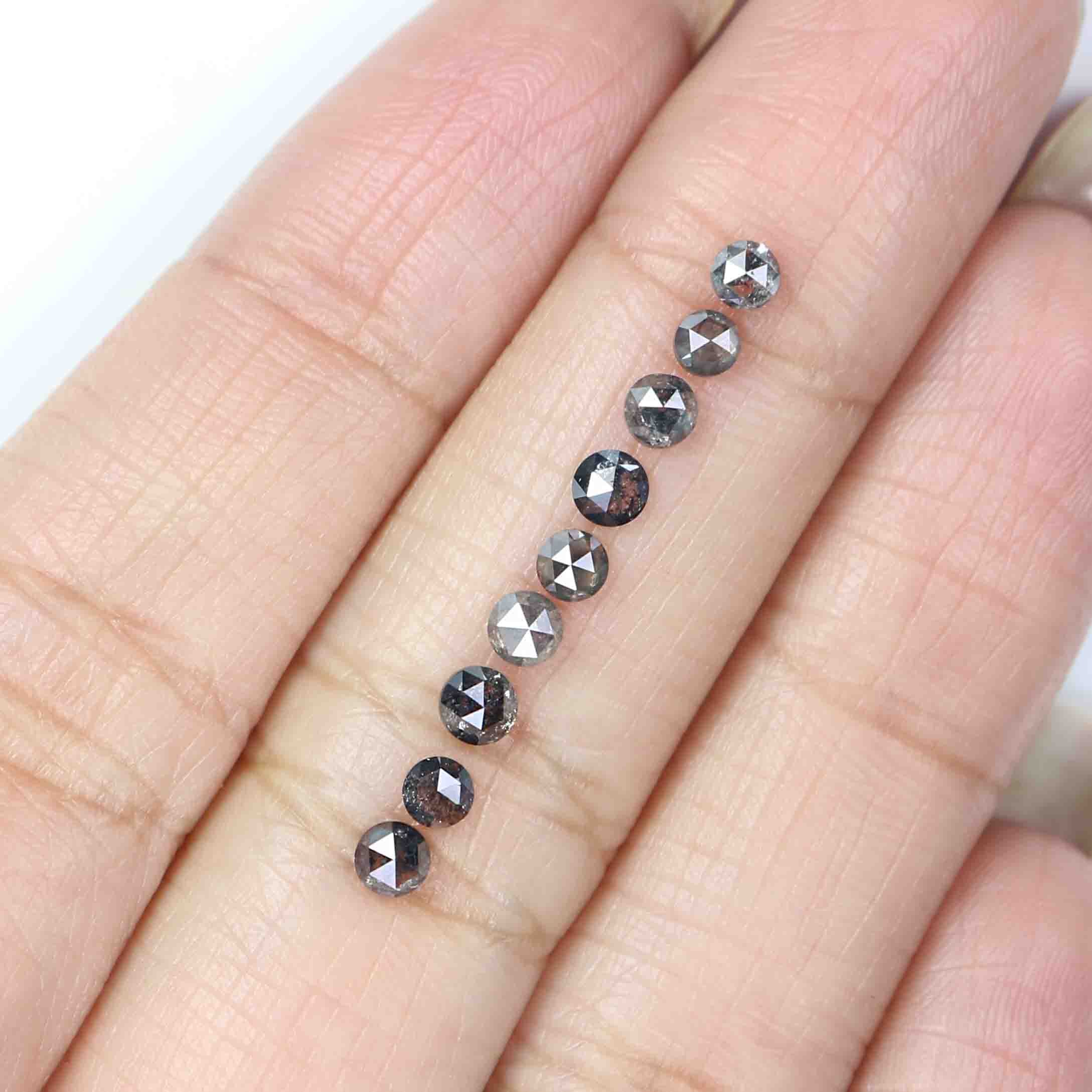 1.22 Ct Natural Loose Round Rose Cut Diamond Salt And Pepper Round Diamond 2.70 MM Natural Black Grey Color Round Rose Cut Diamond LQ2407