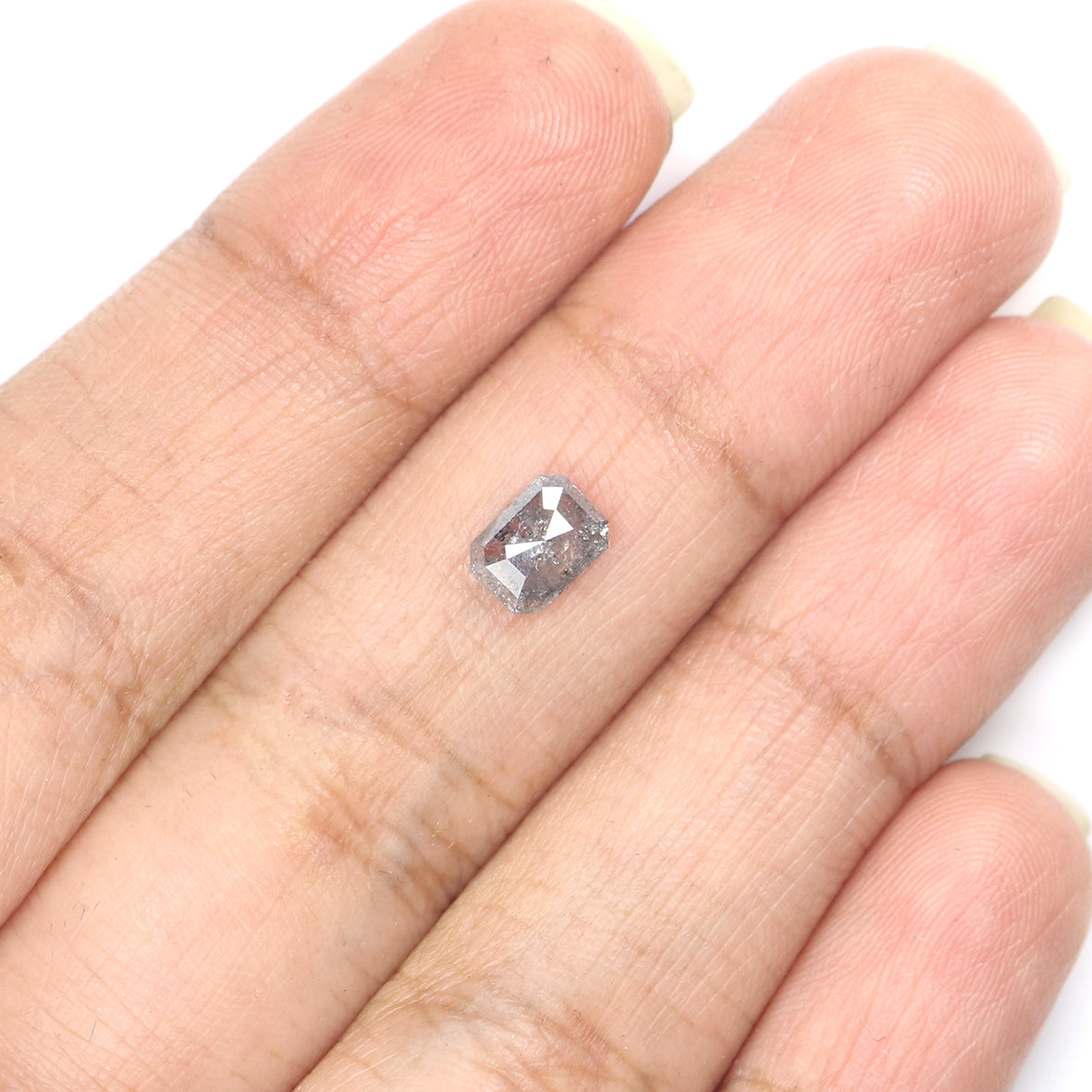 0.82 CT Natural Loose Emerald Shape Diamond Salt And Pepper Emerald Cut Diamond 6.10 MM Natural Black Grey Emerald Rose Cut Diamond LQ2003