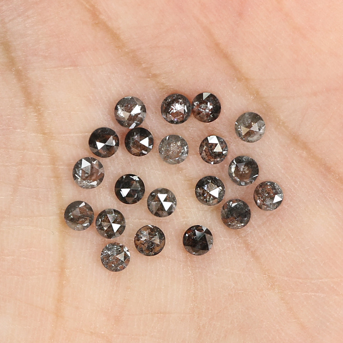 1.66 Ct Natural Loose Round Rose Cut Diamond Salt And Pepper Round Shape Diamond 2.70 MM Natural Black Grey Round Rose Cut Diamond LQ1936