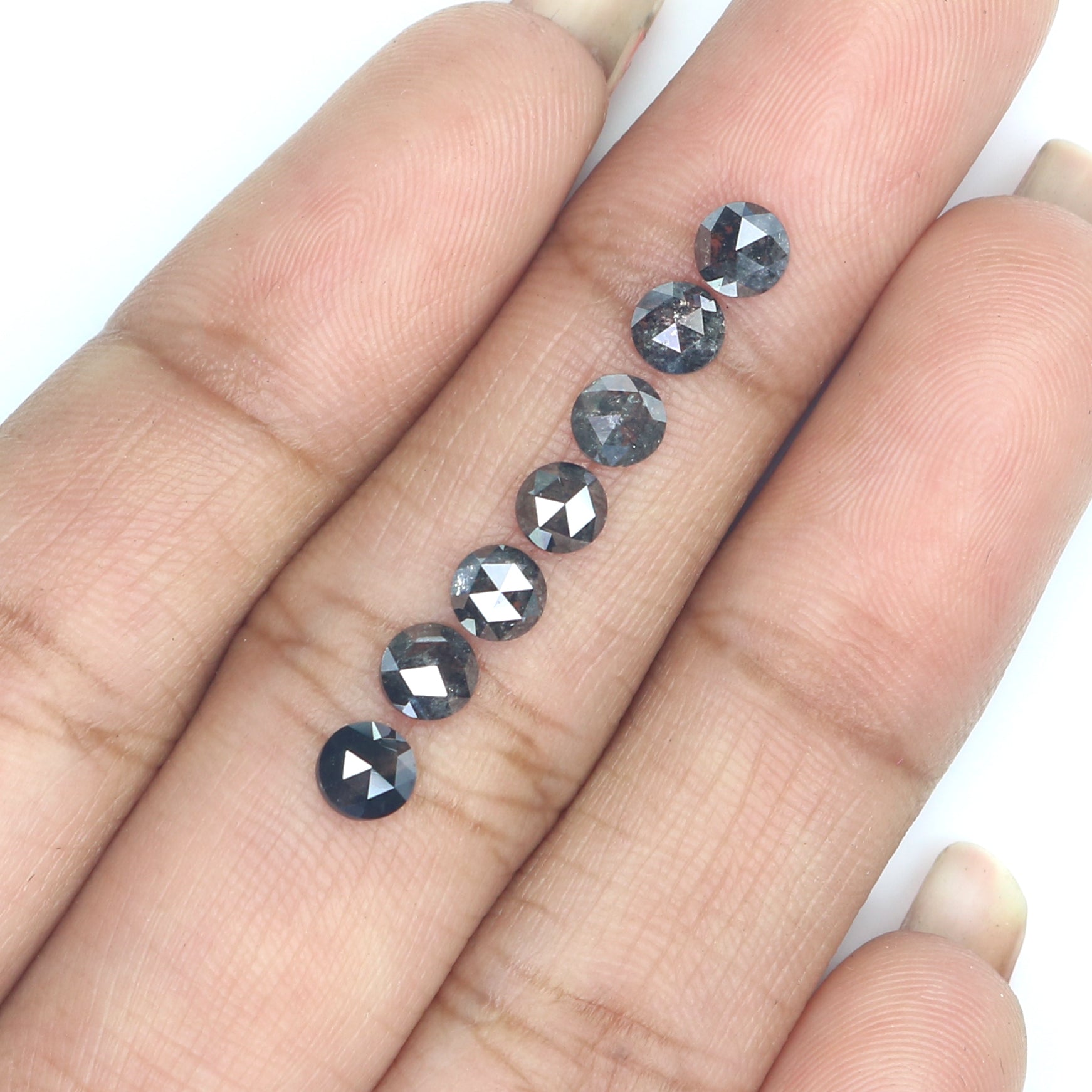 1.97 Ct Natural Loose Round Rose Cut Diamond Salt And Pepper Diamond 3.90 MM Natural Loose Black Grey Color Diamond Round Cut Diamond LQ2381