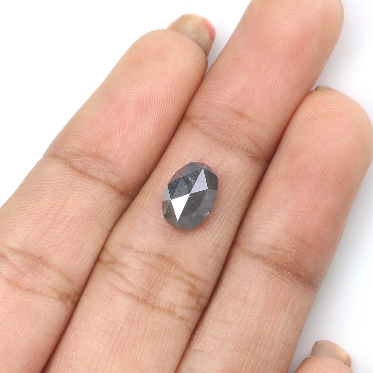 1.60 CT Natural Loose Oval Shape Diamond Salt And Pepper Oval Rose Cut Diamond 8.90 MM Black Grey Color Oval Shape Rose Cut Diamond QL2123