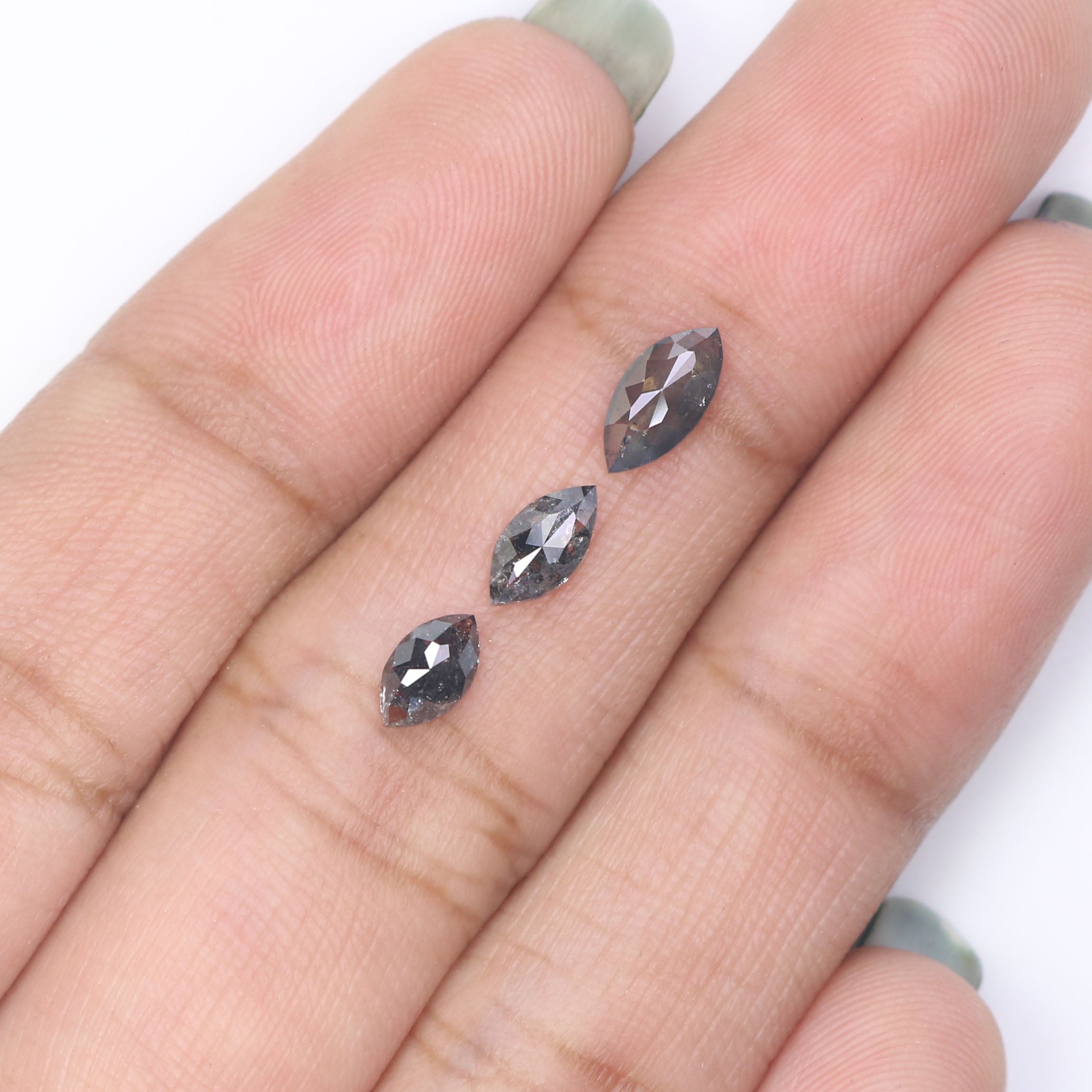 Natural Loose Marquise Salt And Pepper Diamond Black Grey Color 0.86 CT 5.70 MM Marquise Shape Rose Cut Diamond KDL014