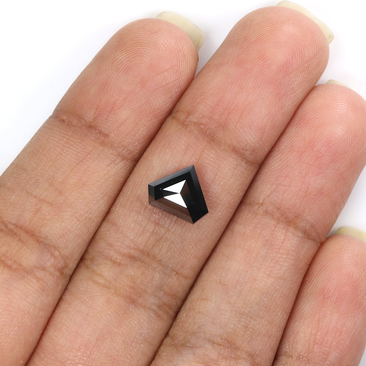 2.08 CT Natural Loose Shield Shape Diamond Black Color Shield Rose Cut Diamond 7.55 MM Natural Loose Shield Shape Black Color Diamond LQ9188