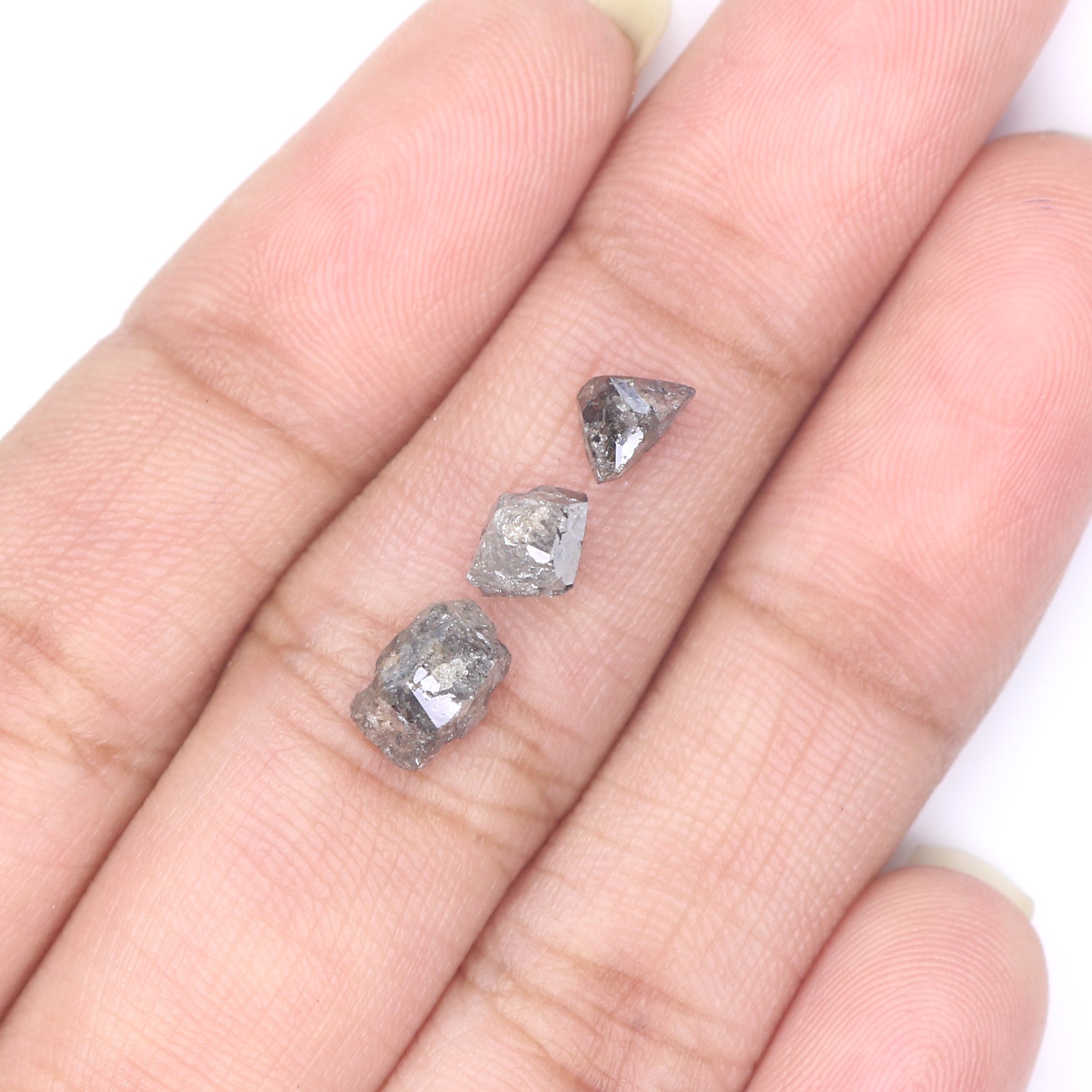 2.46 CT Natural Loose Rough Cut Diamond Salt And Pepper Rough Diamond 5.65 MM Natural Black Grey Diamond Rough Irregular Cut Diamond QL1957