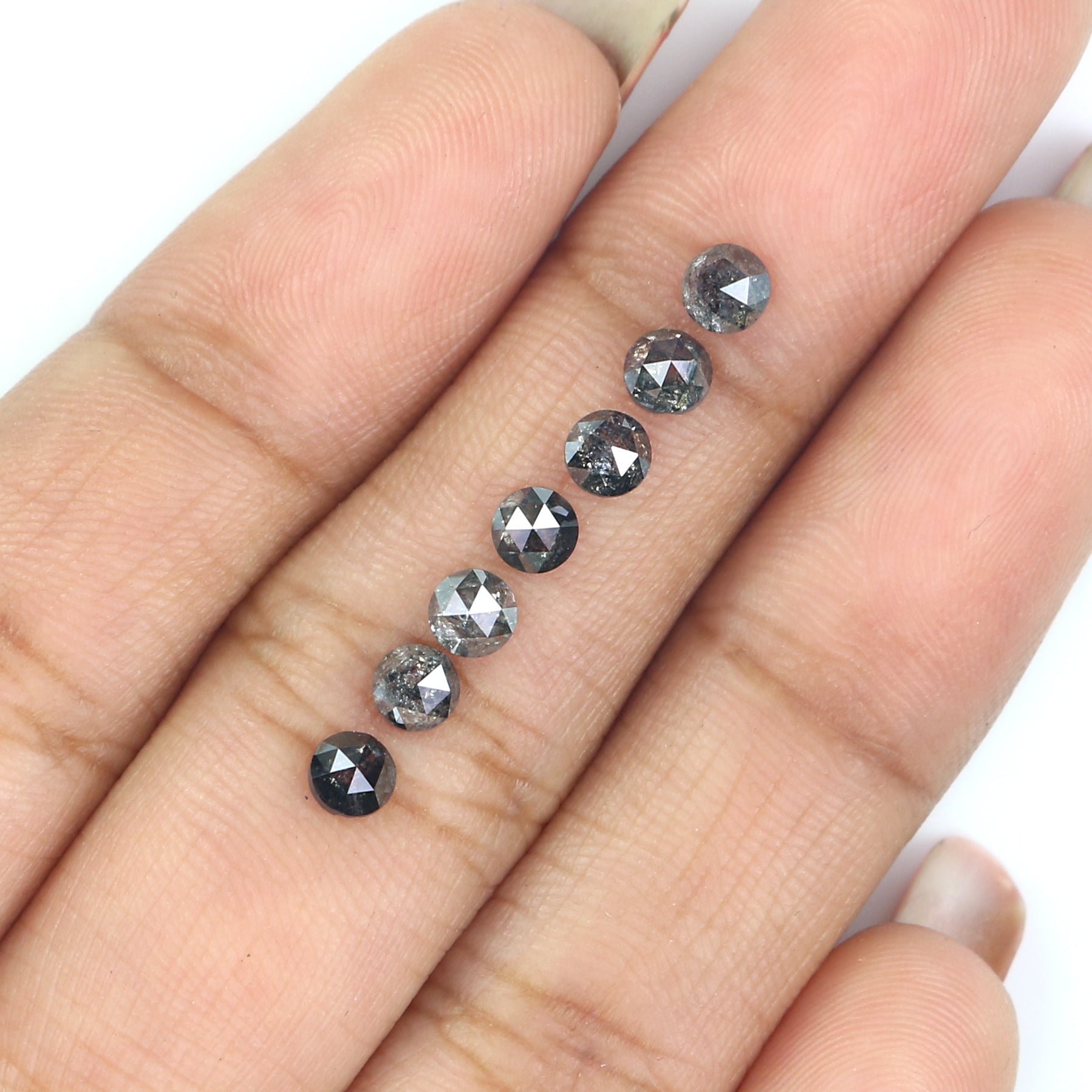 Natural Loose Rose Cut Salt And Pepper Black Grey Color Diamond 1.51 CT 3.55 MM Rose Cut Shape Diamond KDK2549